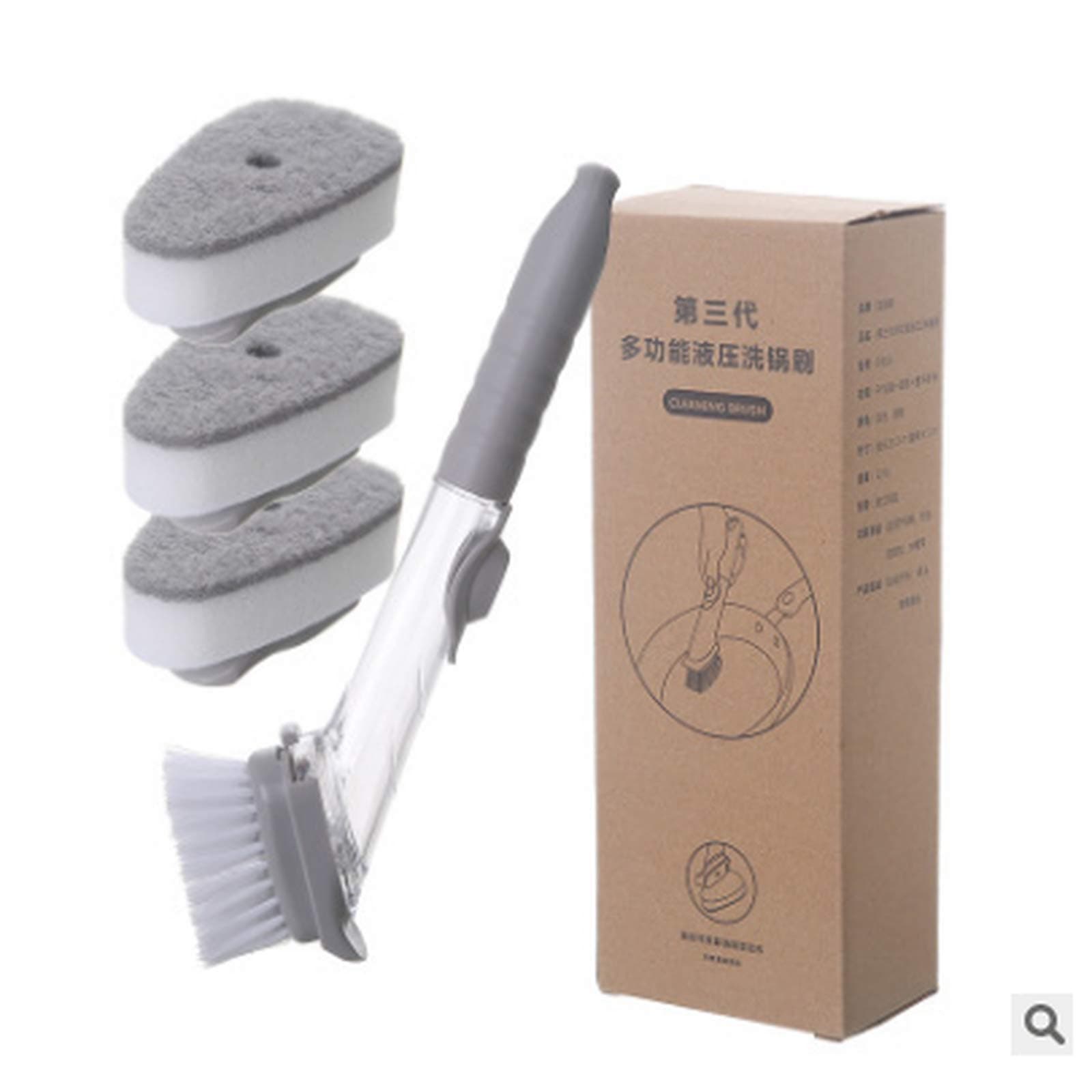 Plate Washing Brush With Liquid Dispenser Scrubber Multifunctional Kitchen Dish Pot Washing Sponge Lazy Cleaner Household