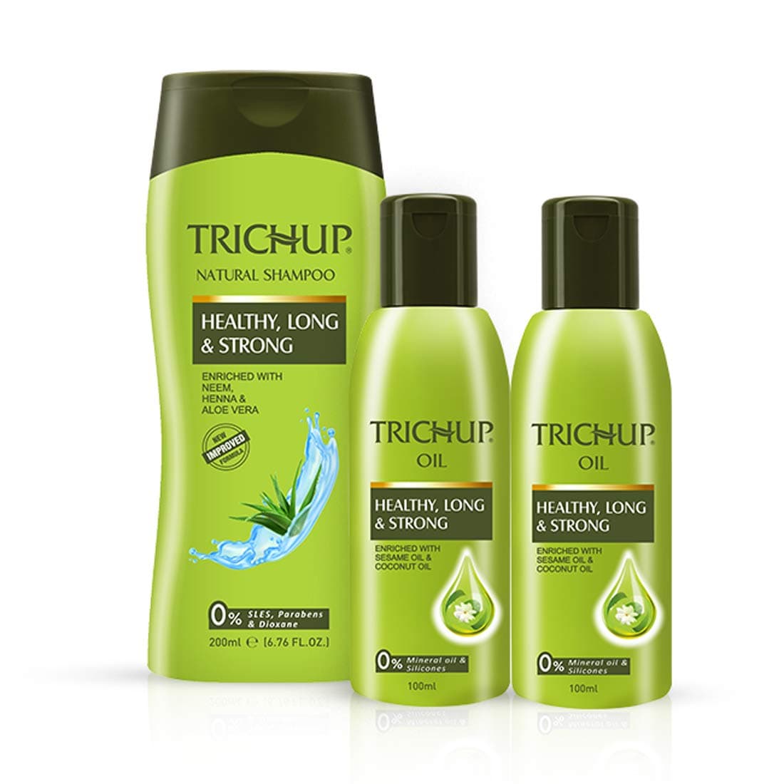 Trichup Long Hair Care or Hair Growth Kit (Healthy Long & Strong Oil (200ml x 2), Healthy Long & Strong Shampoo (200ml) (PACK OF 3)