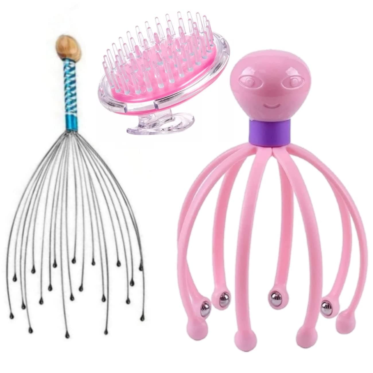 ALLSMORTBokoma Head massager Scalp (Set of 3) Finger Body Relaxing Silicone Shampoo Hair Massager Brush, Scalp Massager Bokomo Scalp, Pain Relief And Hair Growth Neck Massage Scalp Pointer Claws Massagers