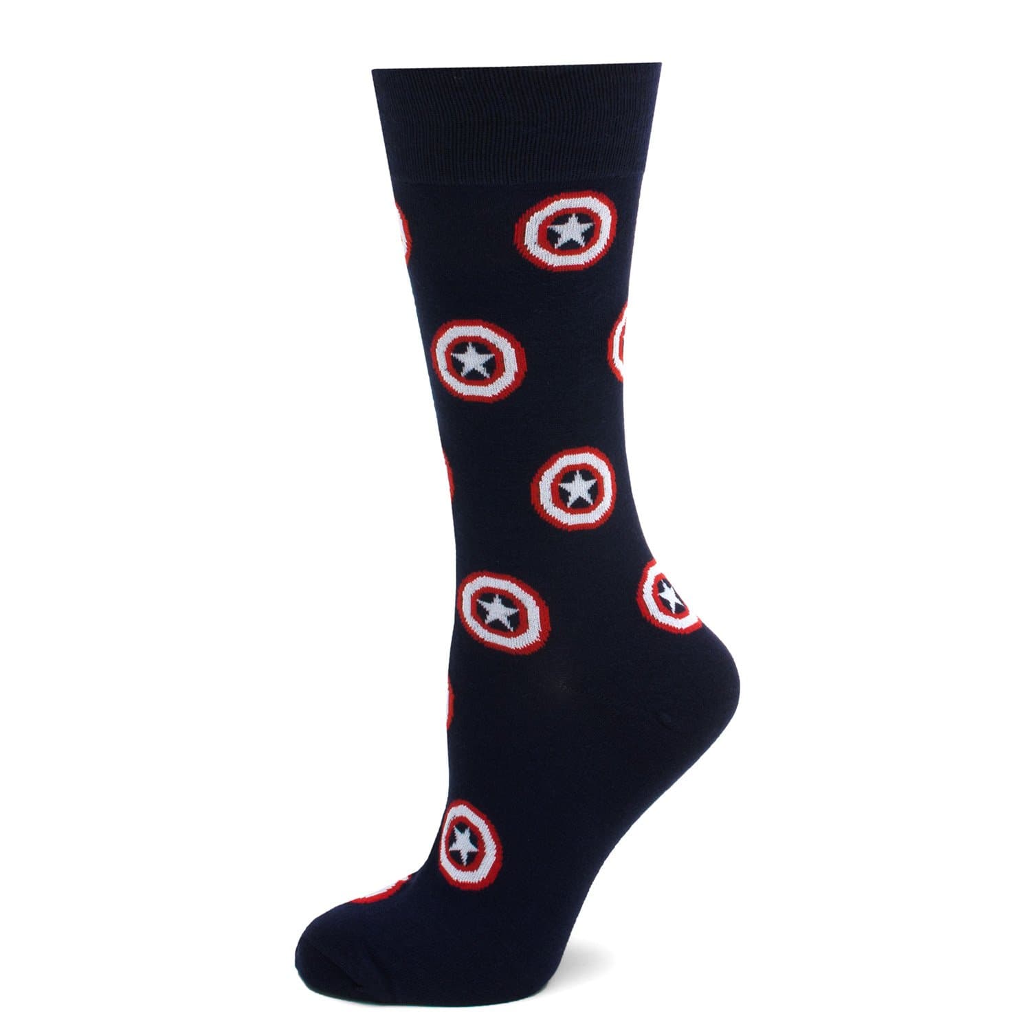 Captain America Navy Dress Socks For Men, One size fits most (up to men's size 12), Officially Licensed by Marvel