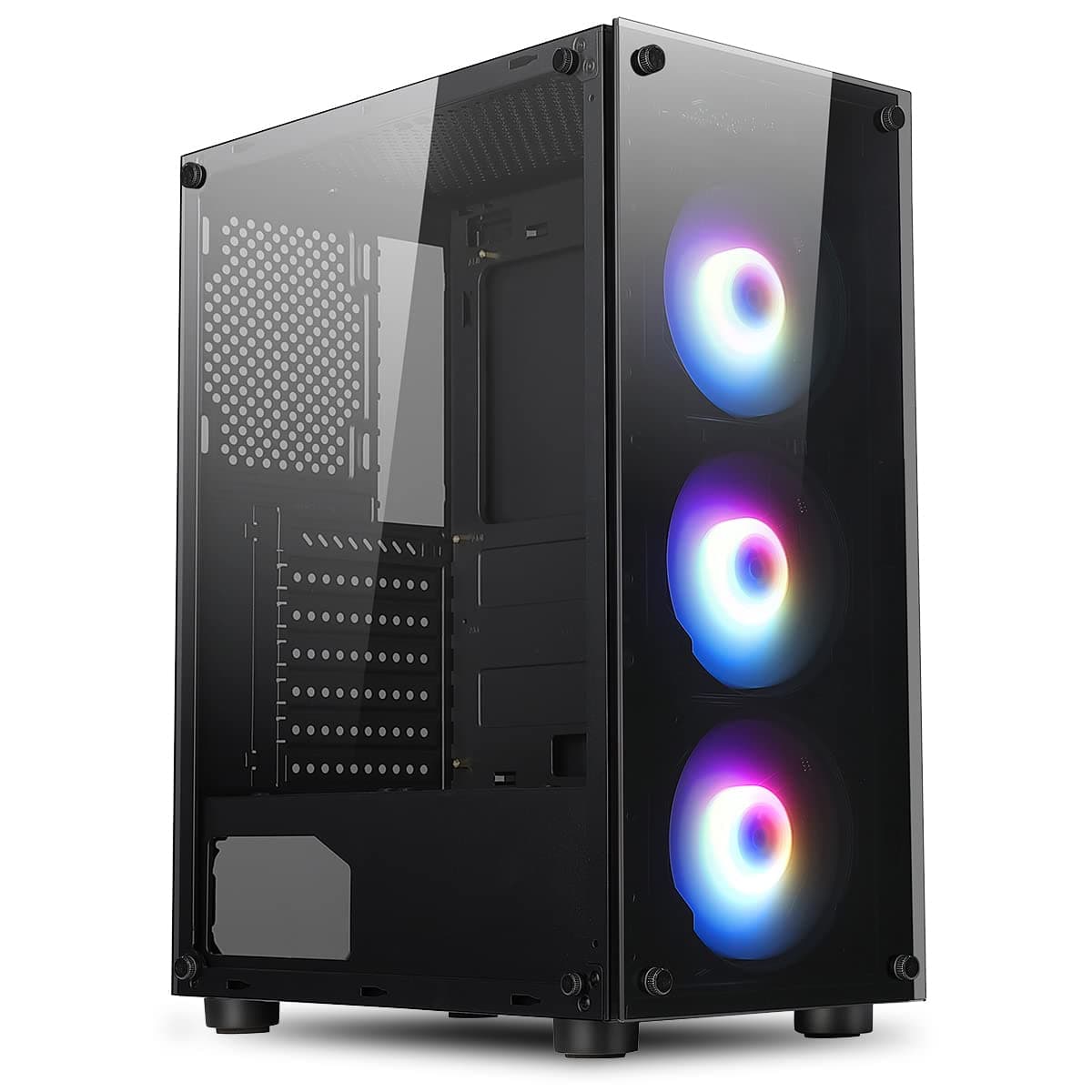 IONZ GAMER EDITION PC Computer Case M/ATX with Tempered Glass Side Panel with 3 Front ARGB fans (TEMPERED GLASS)