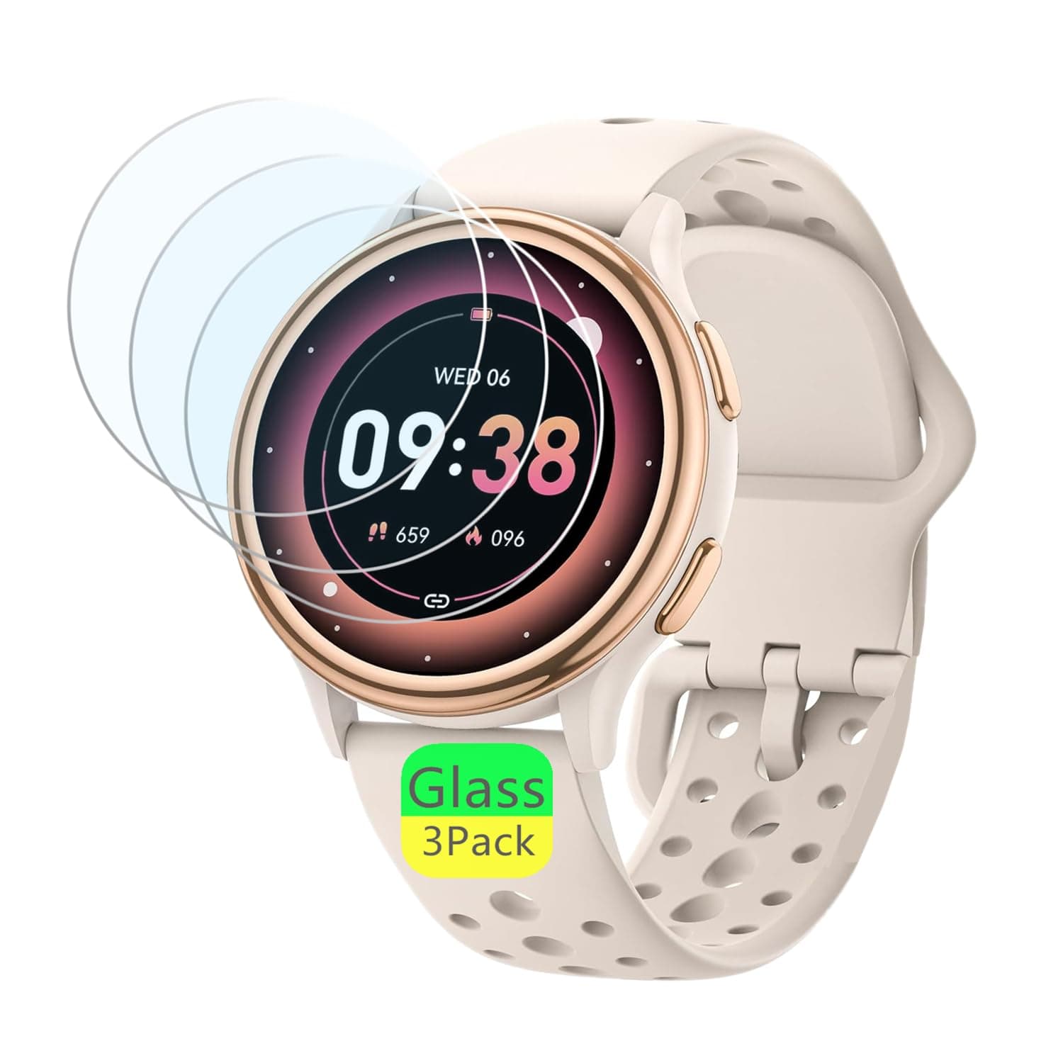 Screen Protector Compatible for KEEPONFIT Smart Watch 1.27" (3 Pack) 9H Tempered Glass Film, Compatible for RUXINGX G53 Fitness Tracker Screen Protector