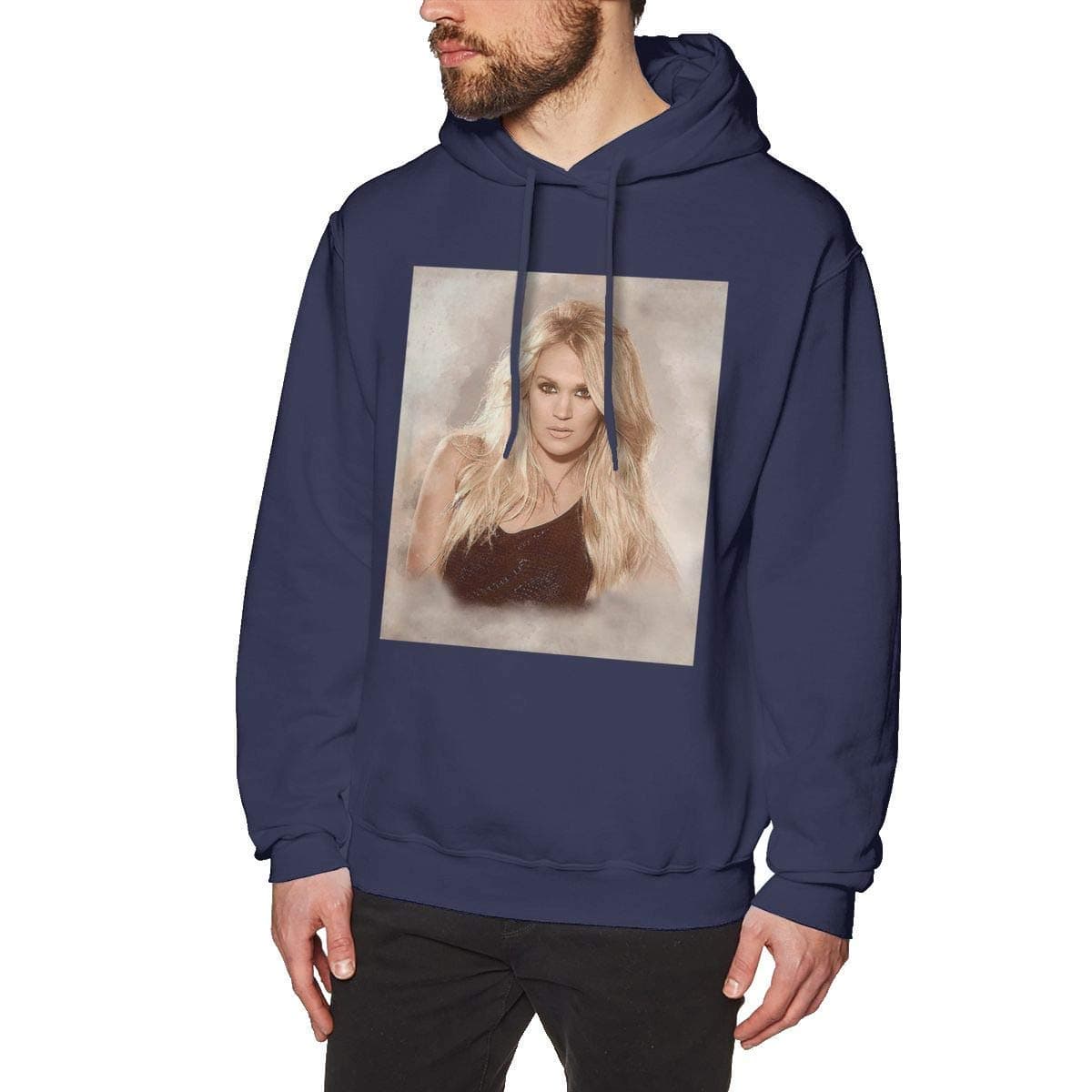 Louishollings Men's Print Pullover Hoodie Comfy Colors Carrie Underwood Navy Hooded Sweatshirt