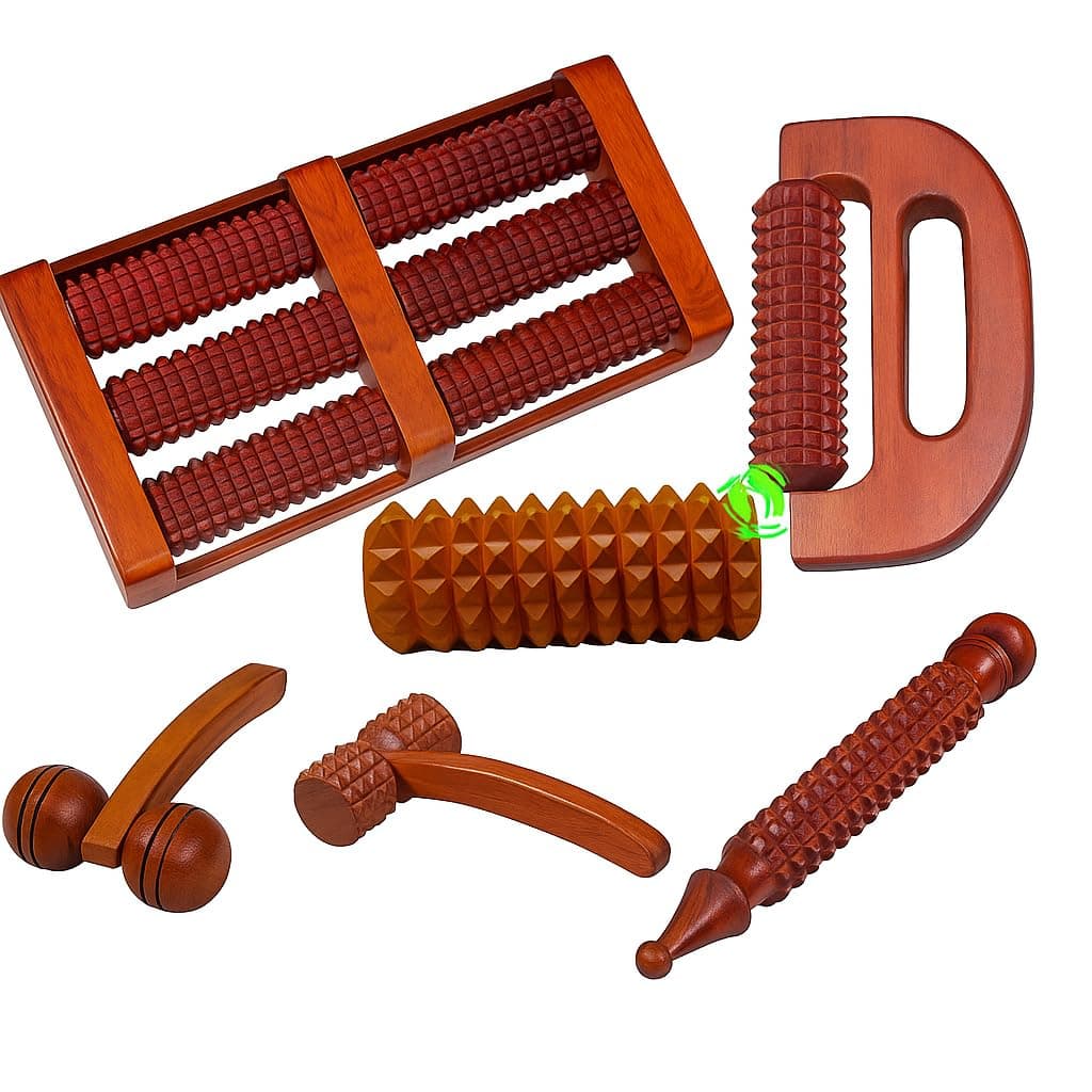 Wooden Foot Roller Massager Face and Neck/Jimmy Massage Acupressure Hand Massage Pain Relief Muscle Pain Body Lymphatic Drainage Massager Anti-Cellulite (Set of 6)