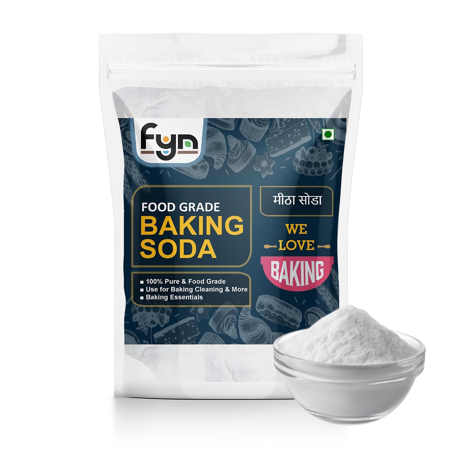 Pure Baking Soda Powder (1 kg) - Aluminium Free & Food Grade - for Baking, Cooking, Cleaning, Skin, Teeth, Hair & Scrubs