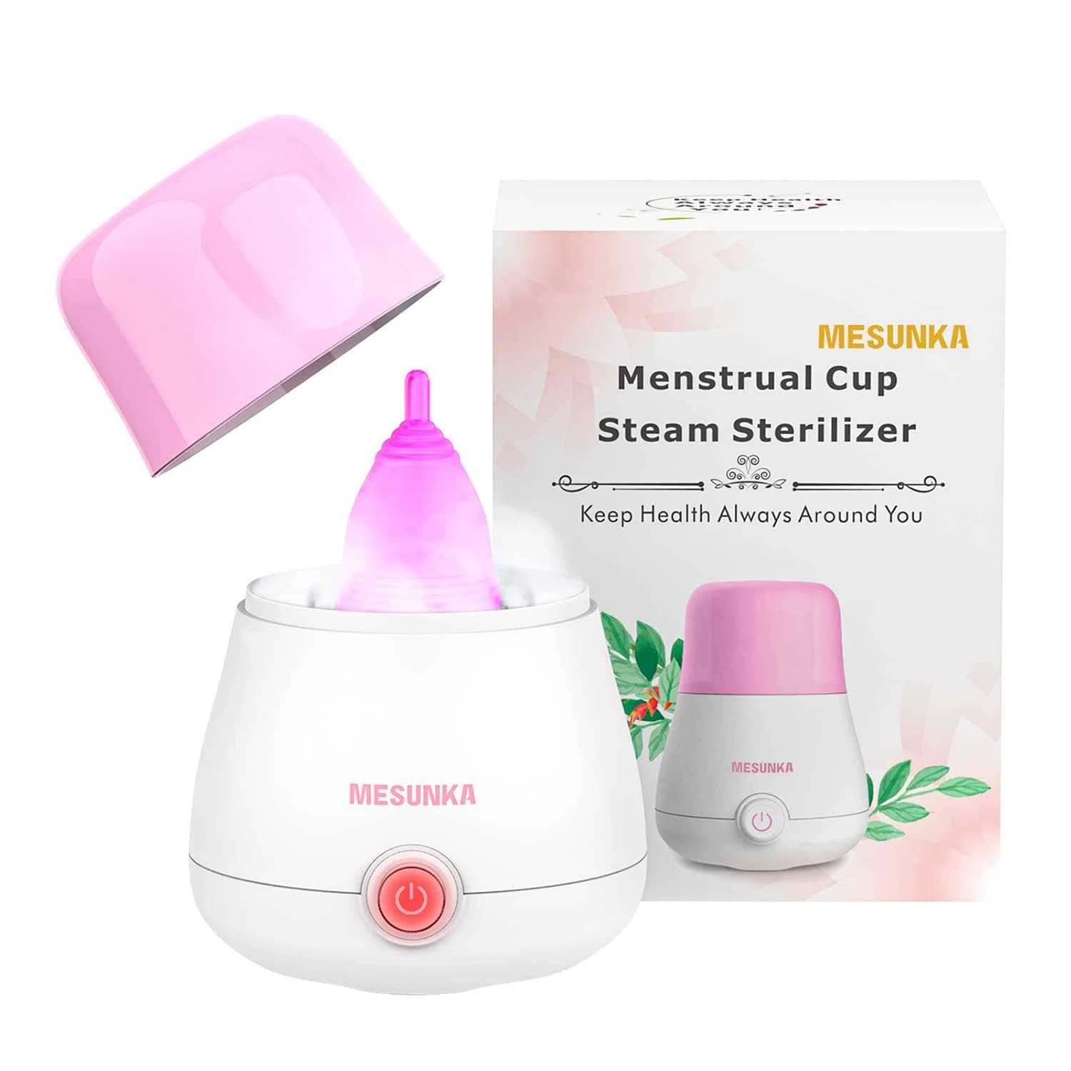 Menstrual Cup Sterilizer, Period Cup Steamer Cleaner Machine, Kill 99.9% of Germs with Steam Sanitizer, 3-in-1 for Cleans Dries and Stores Menstrual Cups-Automatic Shut Off