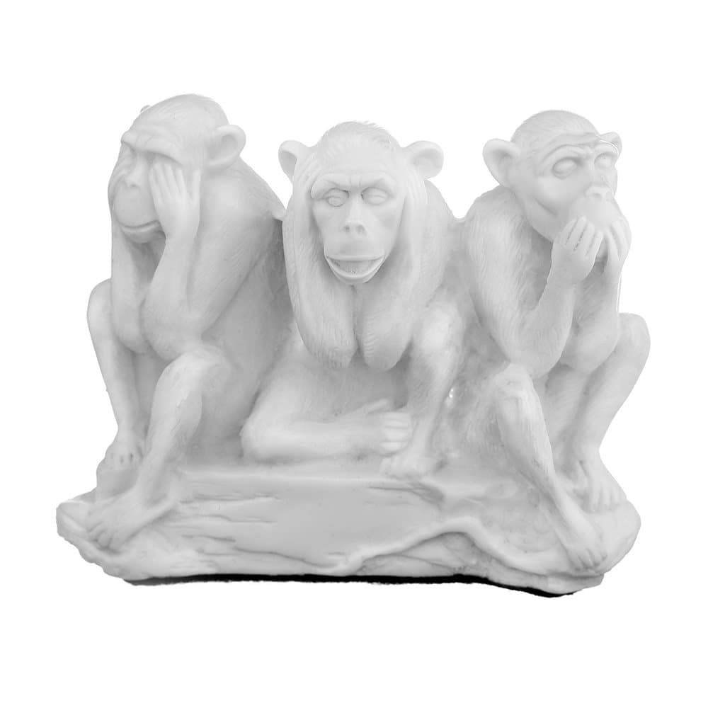 danila-souvenirs Marble Statue Figurine See, Hear, Speak No Evil Three Wise Monkeys 11 cm