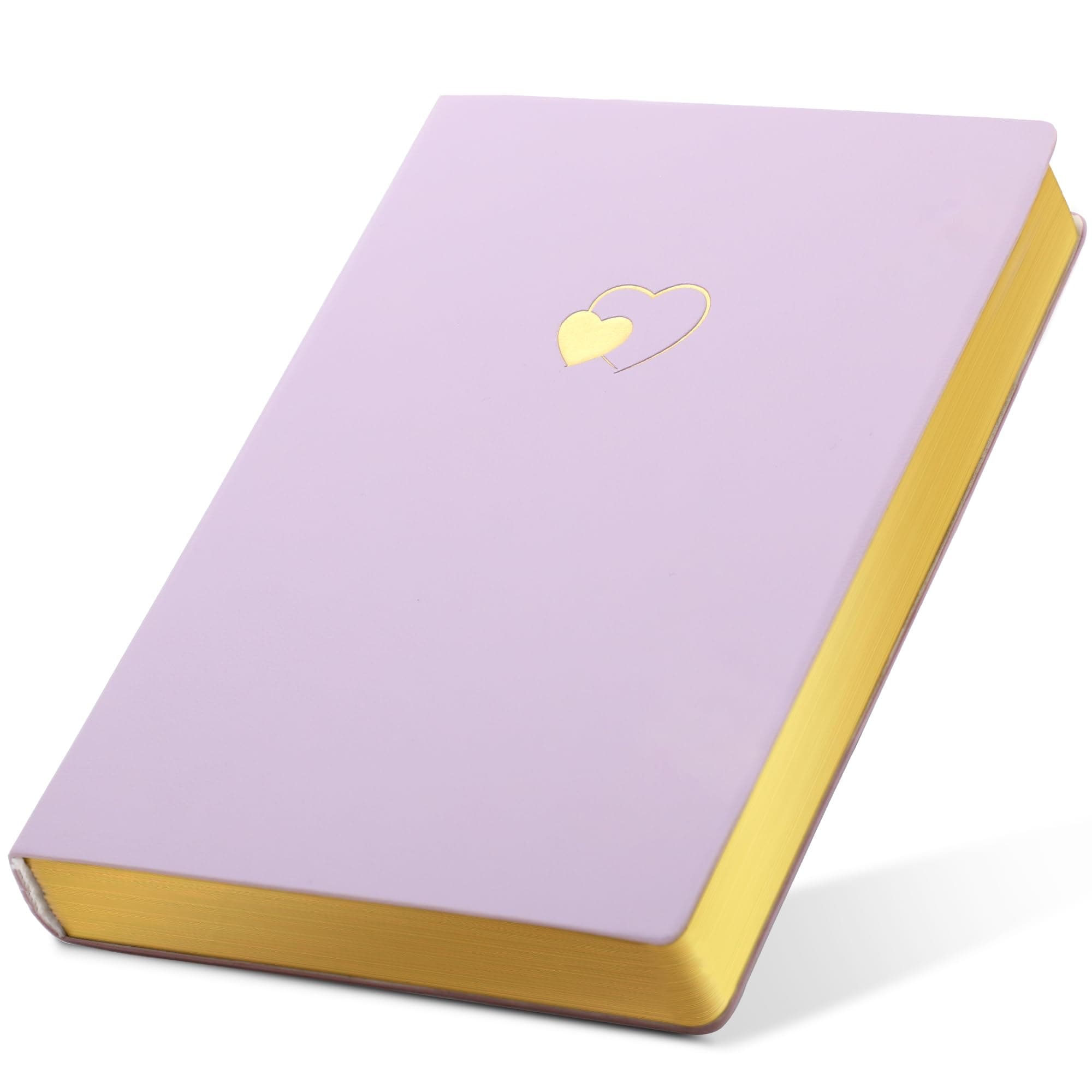 CAGIE Cute Diary Journal for Women and Girls A5 Lined Journals for Writing with Heart-Shaped Soft Cover Journal with 256 Gold Edged Pages, 5.9 × 8.3 Inches, Purple
