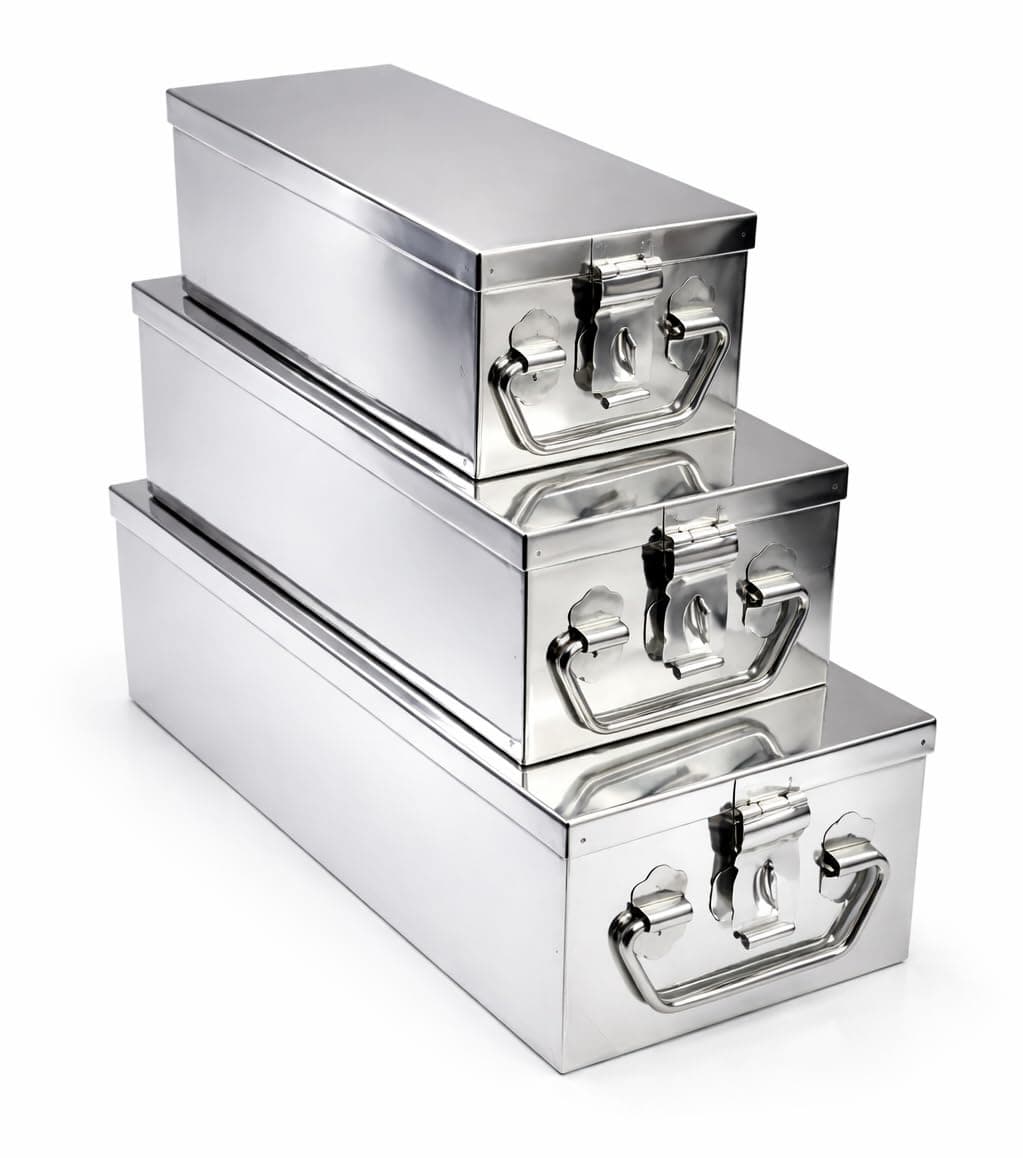Jayco SS Locker Box/Steel Locker Box Set (8", 10", 12", Silver, Pack of 3)