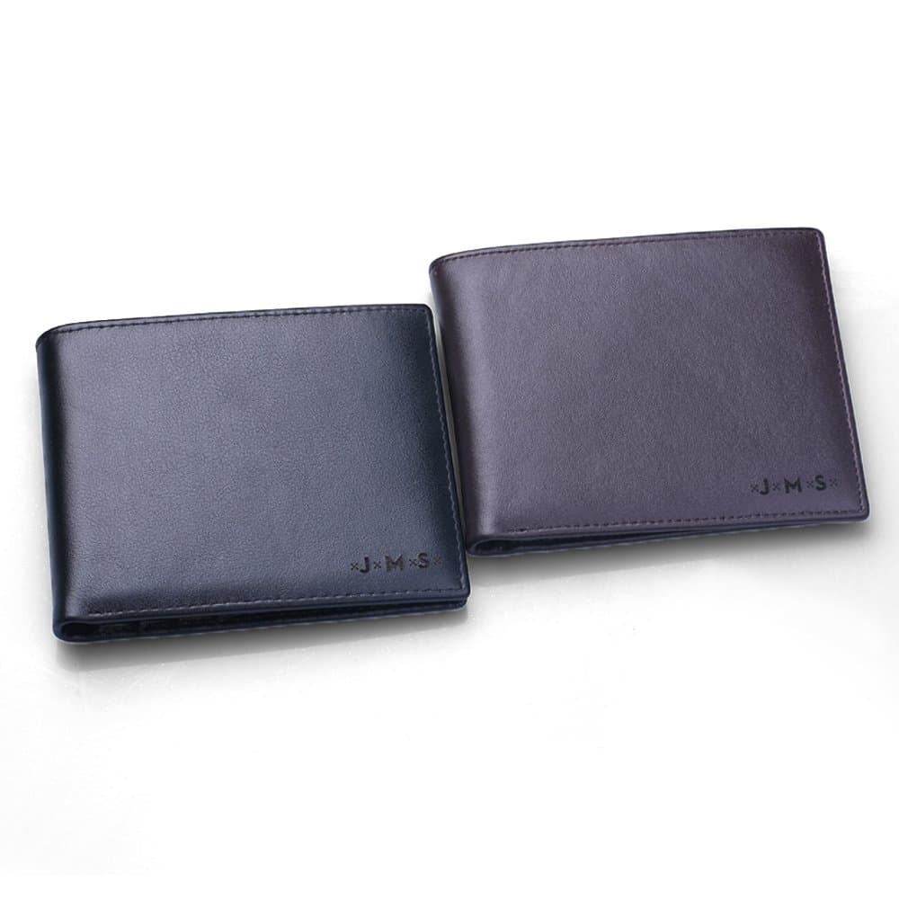 DG Monogram Brown Leather Wallet - Free Custom Engraving - Best Gift for Men