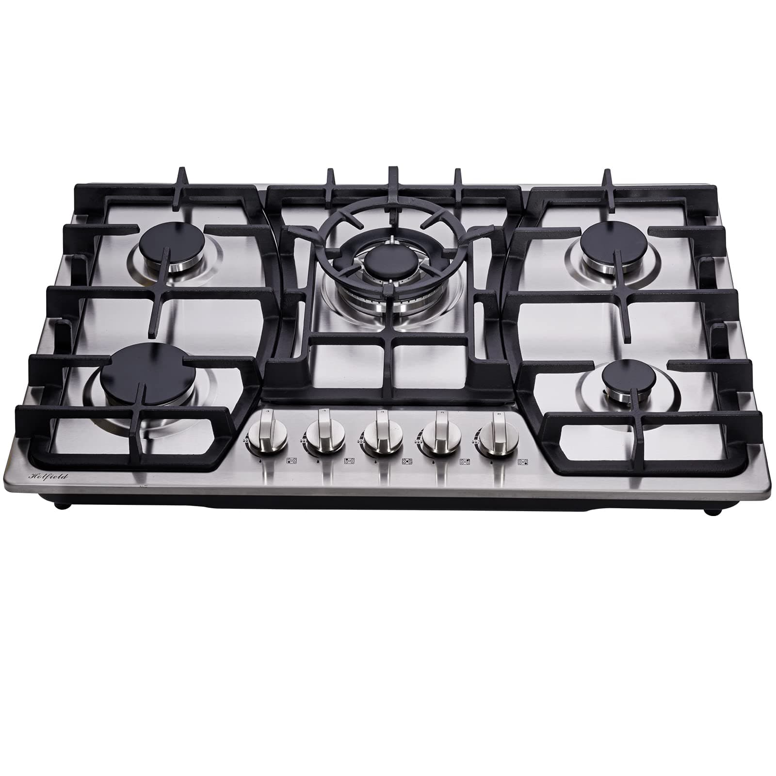 Hotfield 30" Gas Stove Stainless Steel 5 Burner Stove Dual Fuel Gas Stove NG/LPG Convertible Gas Stove HF57013 Stainless Steel