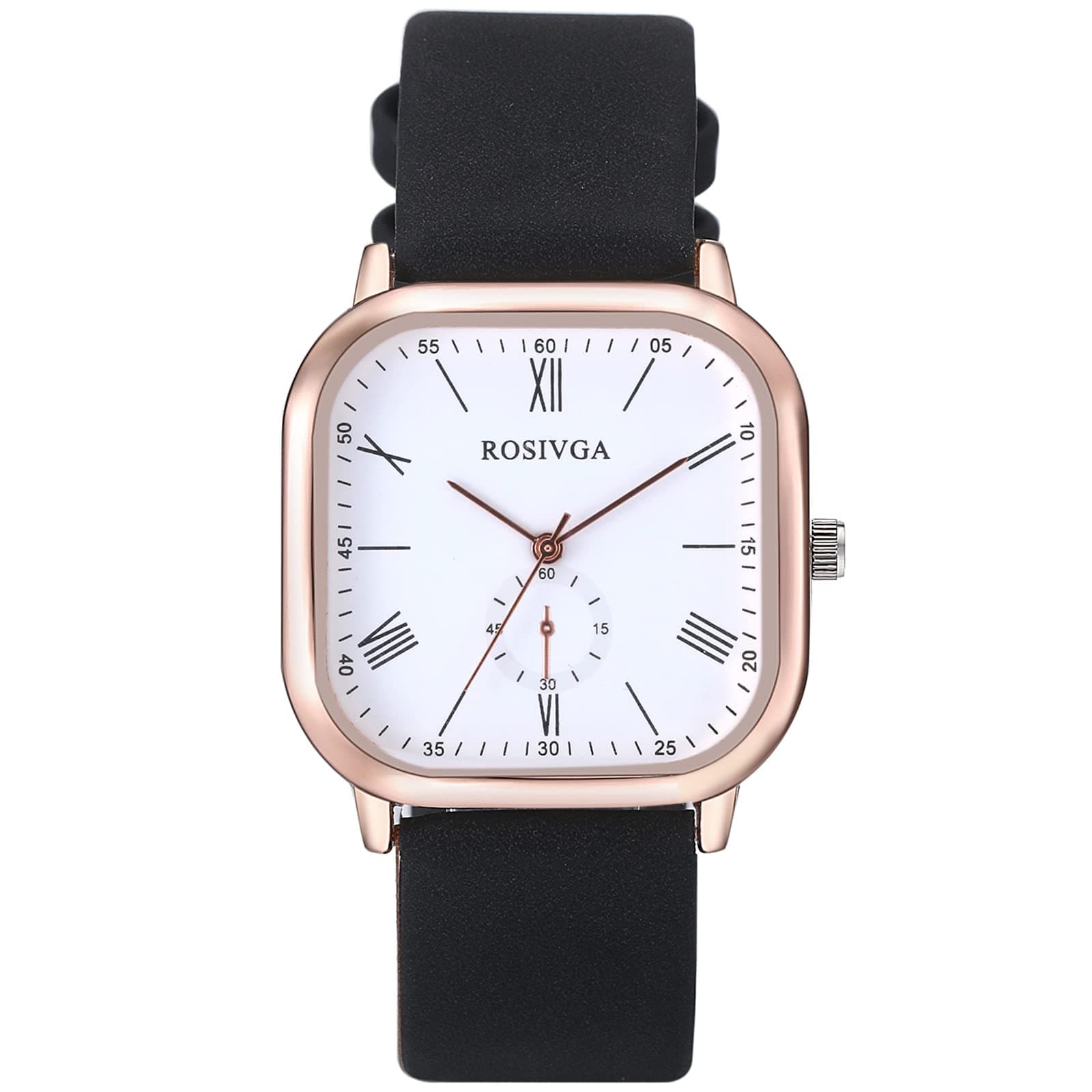 Women Small Square Dial Leather Strap Classic Ladies Dress Quartz Watches