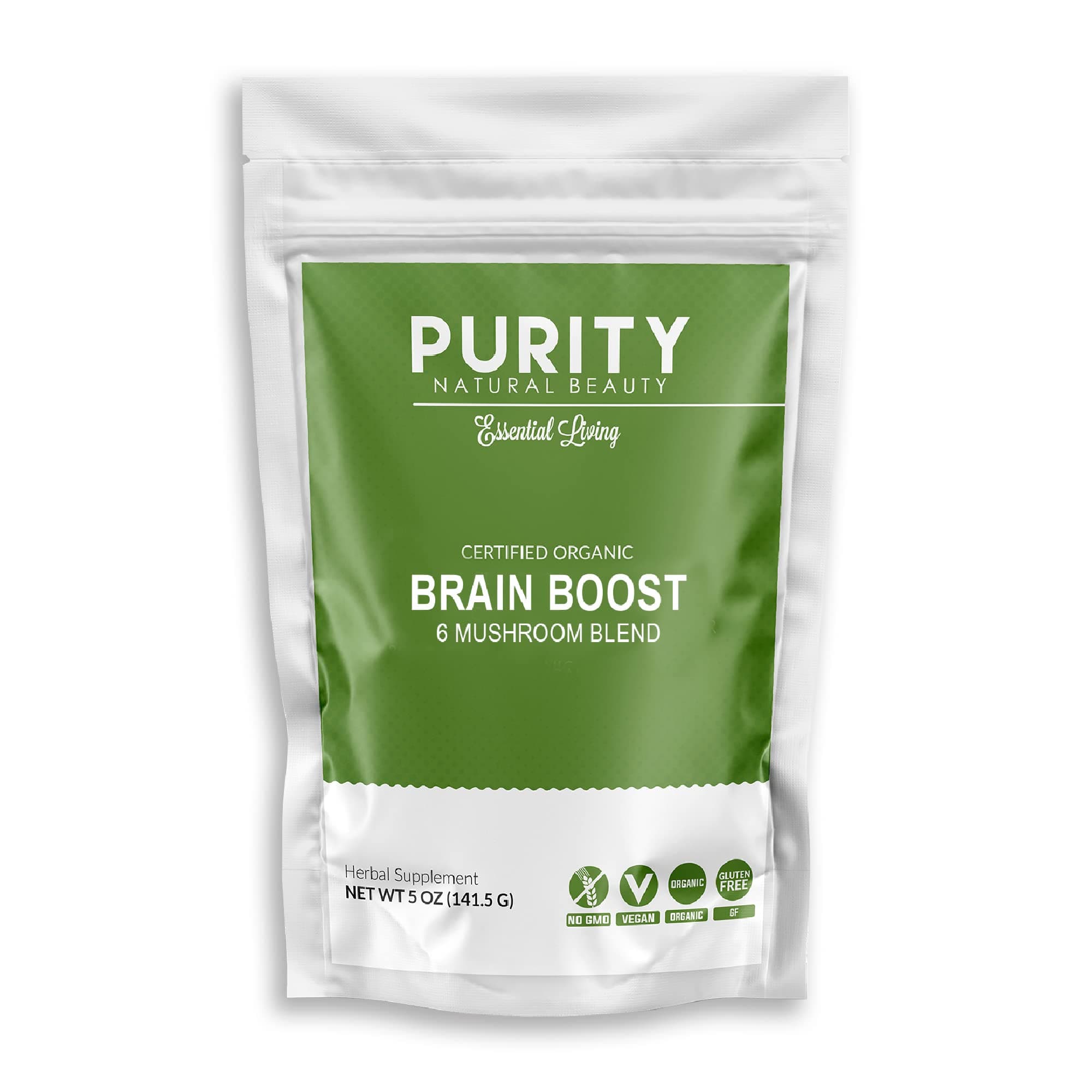 Brain Booster Nootropic (5 Ounce Bag) - 6 Superfood Herb and Mushroom Extract (5 OZ)