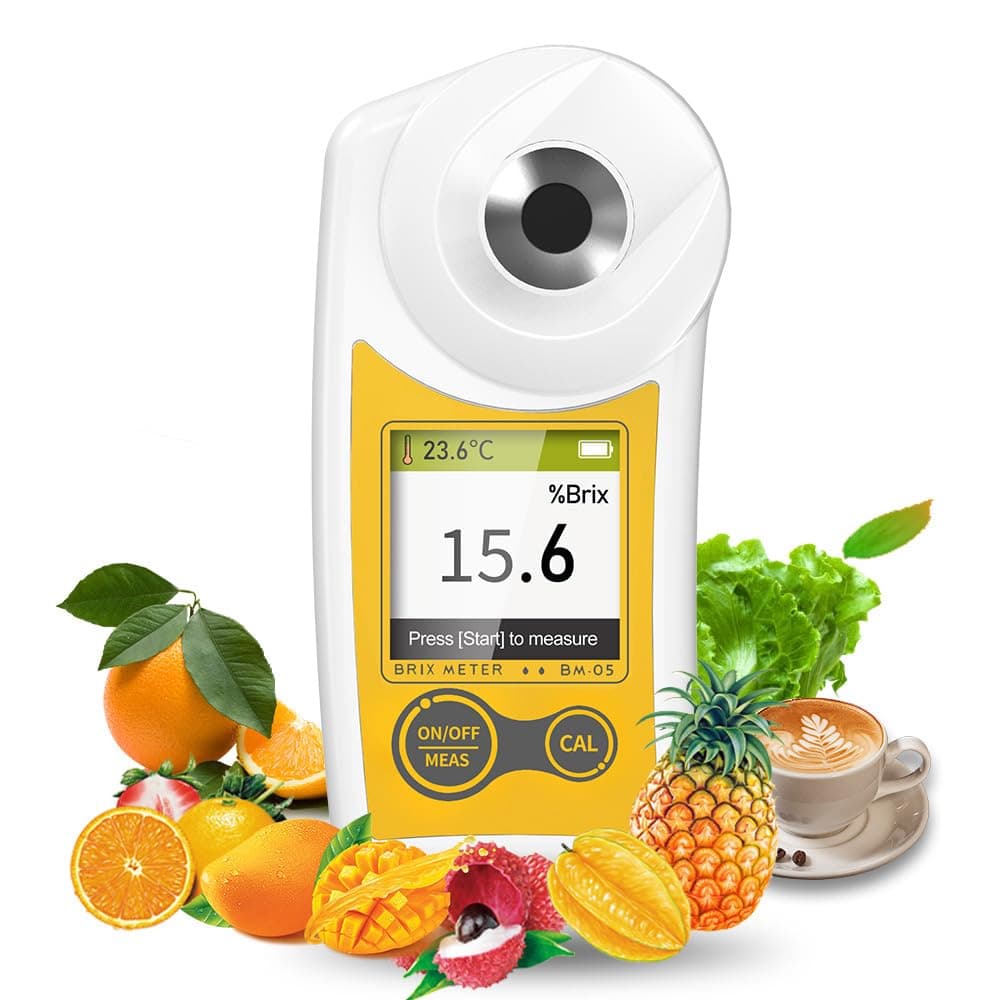 Digital Brix Refractometer Flagfront brix Meter Refractometer USB C Charging Automatic Temperature Compensation Brix Refractometer Range 0-55%,±0.1% Precision(English Keyboard)