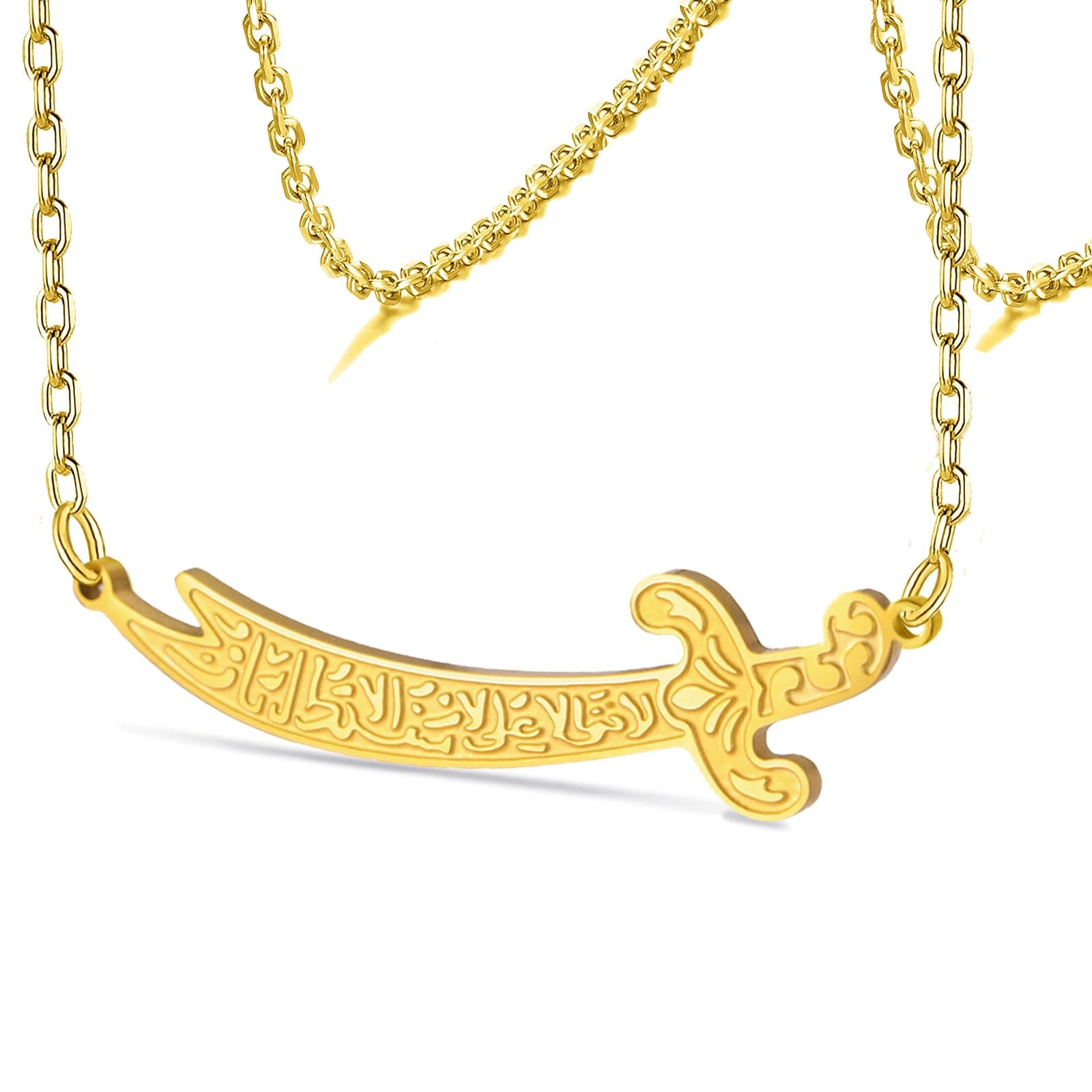 Zulfiqar Sword Necklace for Women Men Zulfiqar Necklace Imam Ali Zulfiqar Sword Pendant Arabic Islamic Muslim Rune Jewelry Talisman Amulet Religious Gift