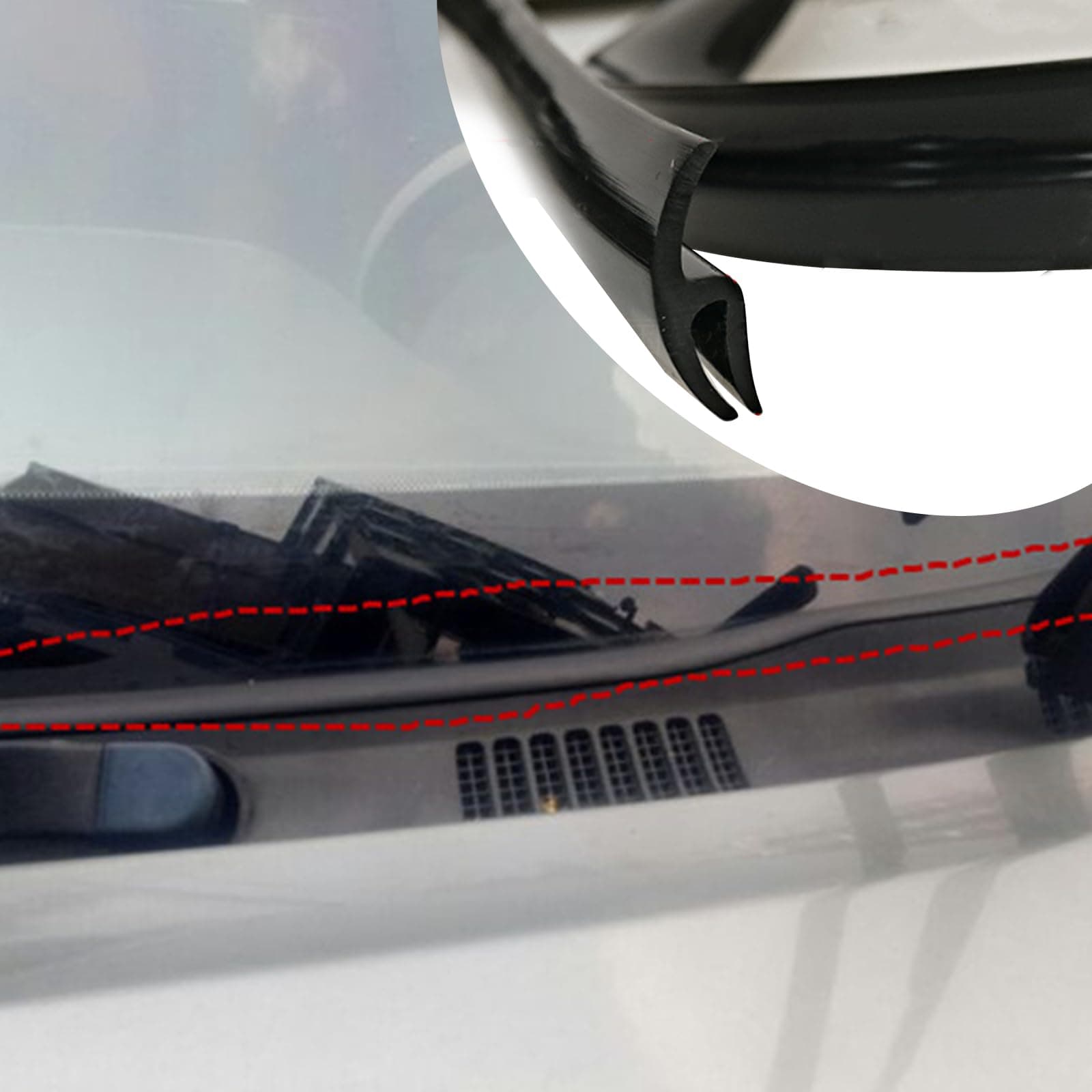 Windshield Rubber Strip, Weather Stripping for Car/Truck/SUV Front Rear Windshield and Sunroof (5.6FT/1.7M, 1PC)