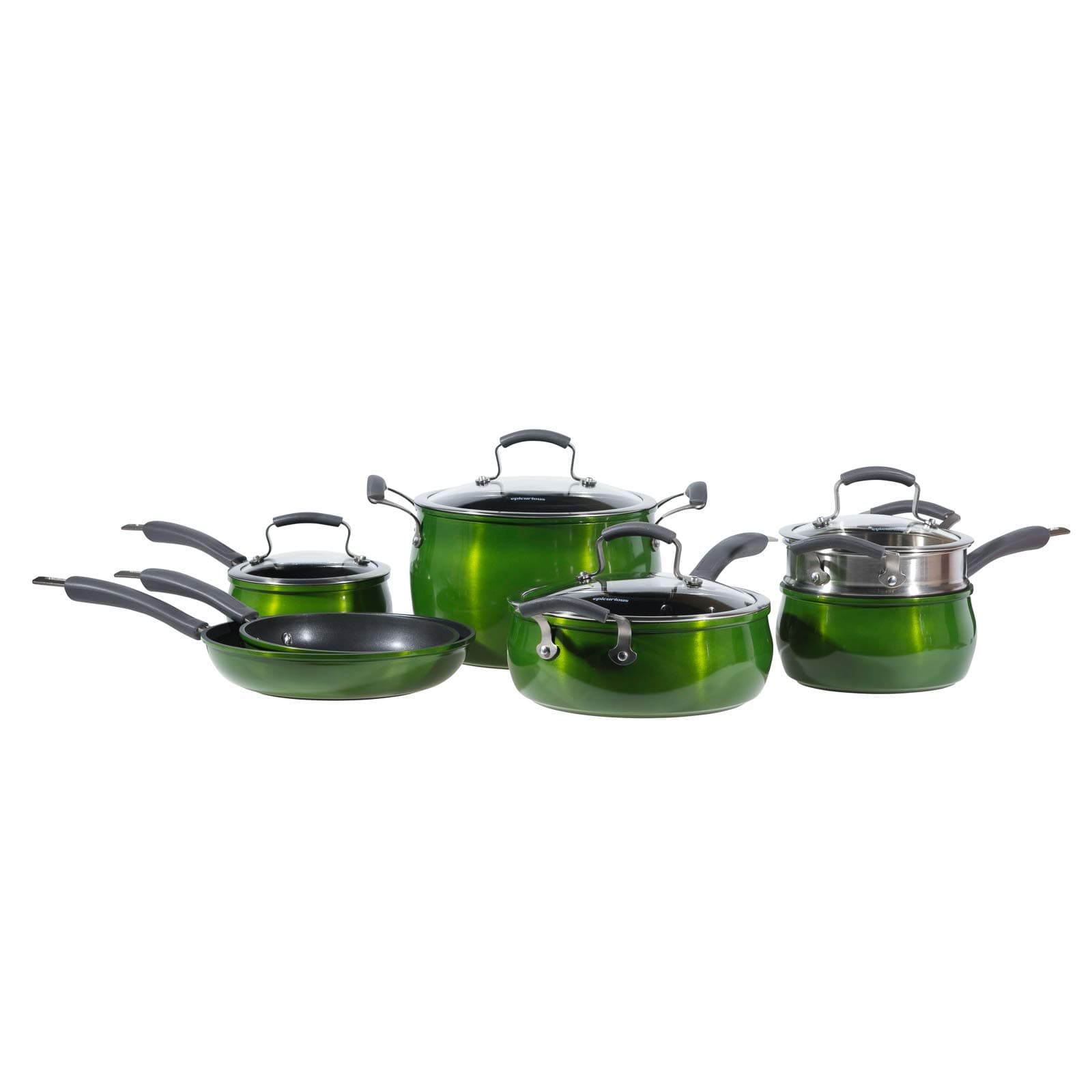 Epicurious Aluminum Nonstick 11-Piece Cookware Set in Sage Green
