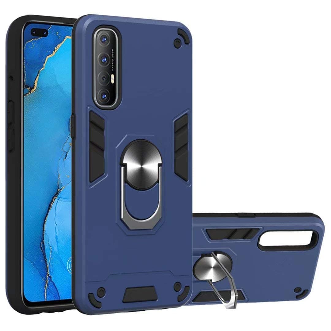 Oppo Reno 3 Pro 2 in 1 Kickstand Royal Blue Back Cover Case,TPU Soft + PC Hard Hybrid Dual Layer Whole Body Protection Back Cover Shell Case for Oppo Reno 3 Pro Royal Blue