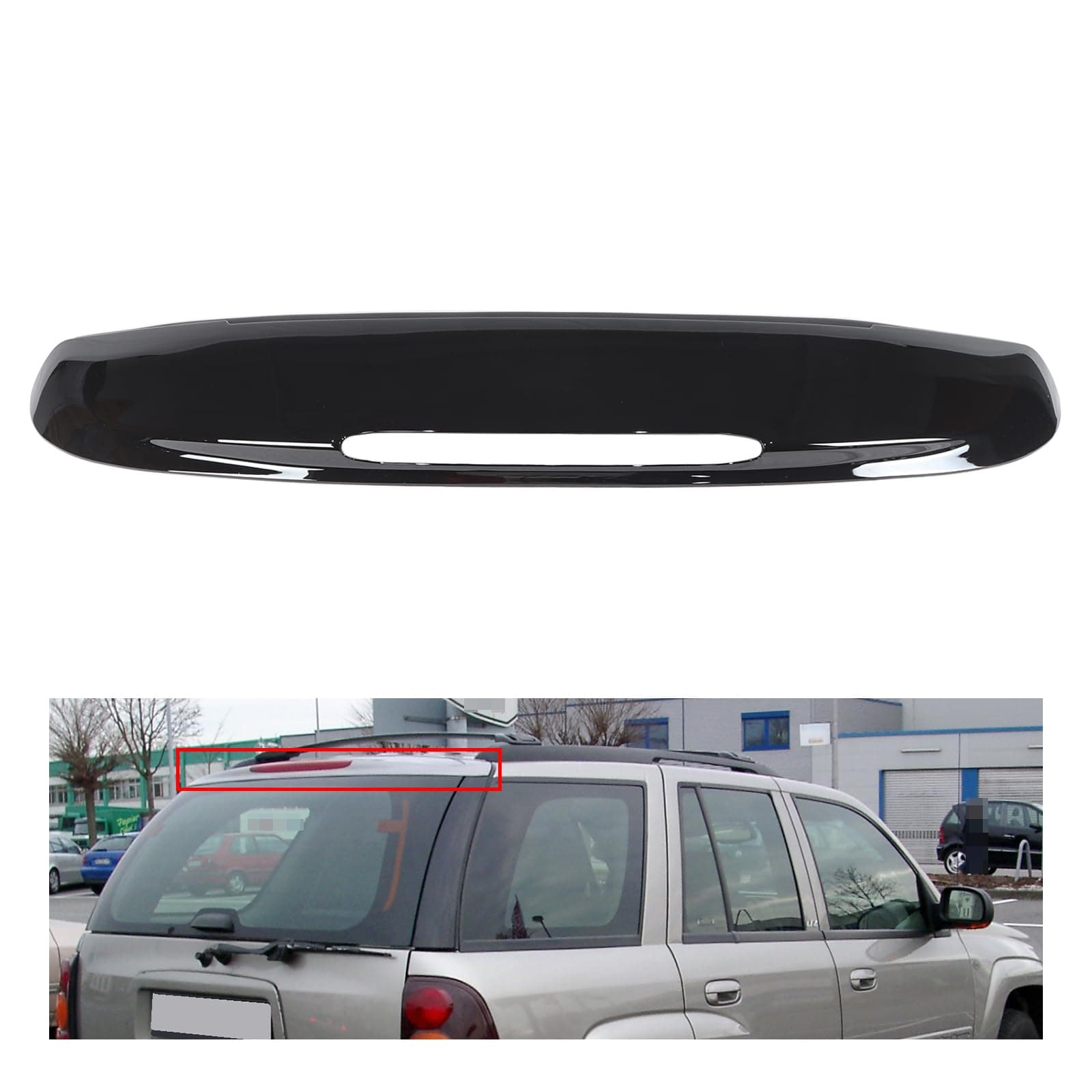 MGWILL Upper Tailgate Molding Compatible with 2002-2009 Chevrolet Trailblazer Replacement for 19150496 GM1904106 Black