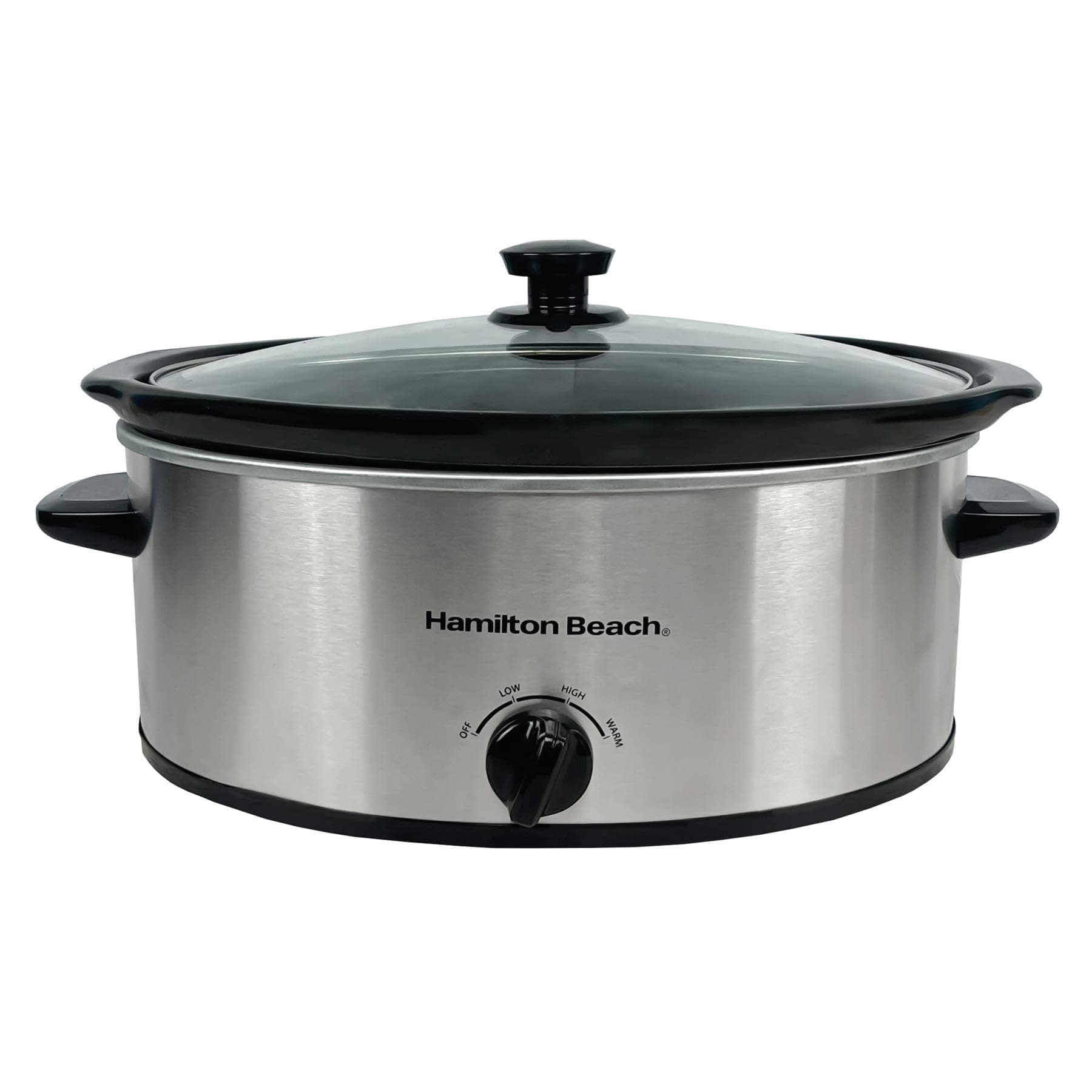 Hamilton Beach 6.5L Family Favourite Slow Cooker, 240W Energy-Efficient Design, Removable Oven-Safe Ceramic Bowl, 3 Heat Settings, Serves 6-8 People, Easy Clean, Silver - HBSC070S