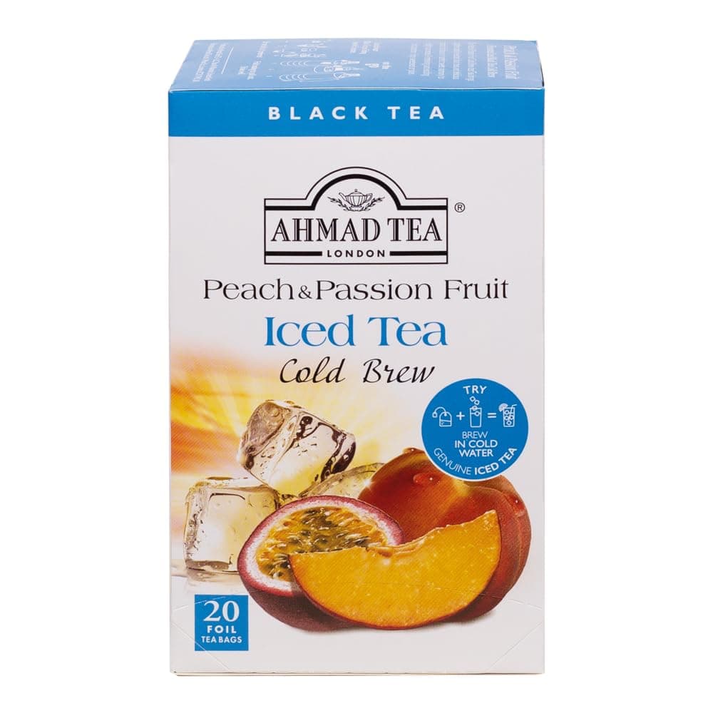 AHMAD TEA Cold Brew Peach & Passion Fruit Tea Bags, Pack of 20 Bags [British Brand Cold Brew Tea, Individual Packaging] 2.8 oz (80 g)