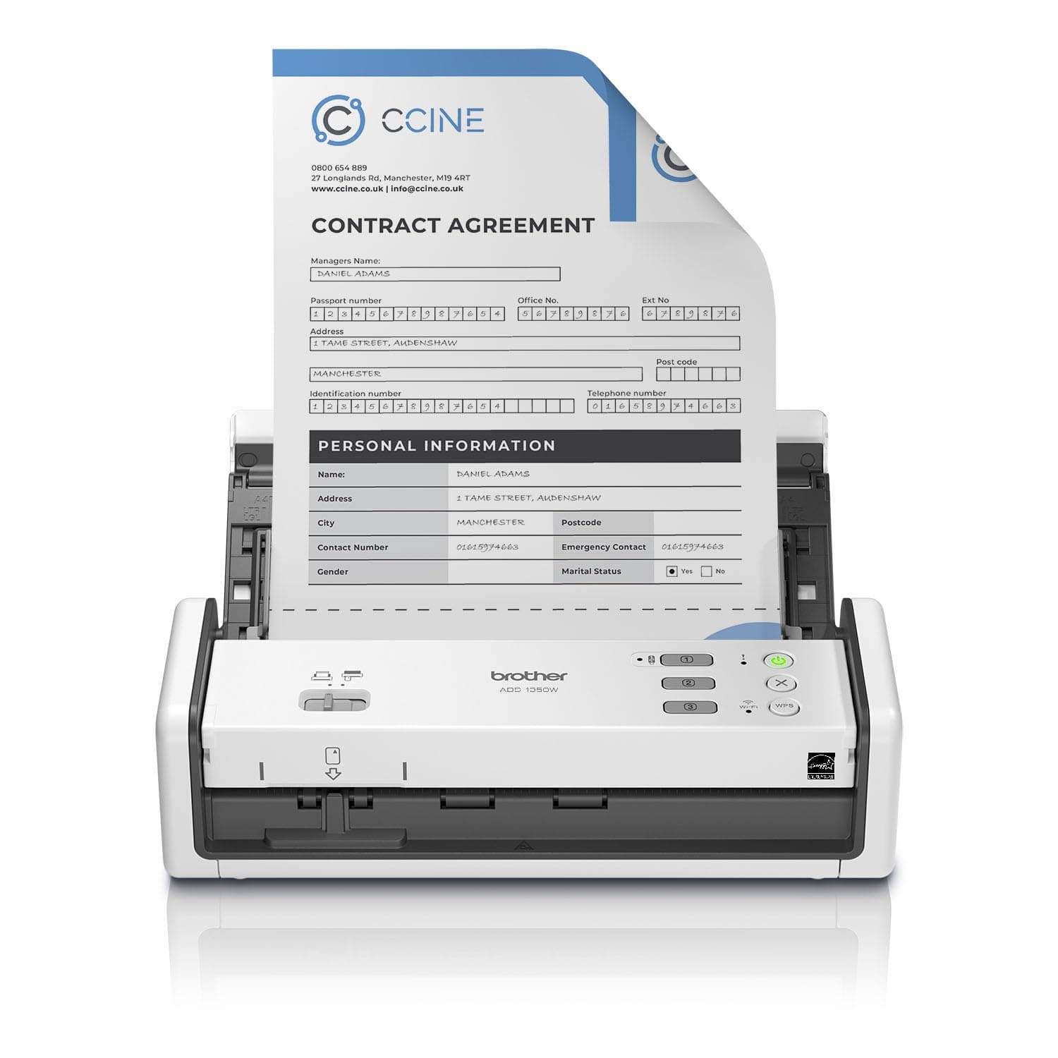 ADS-1350W Wireless Compact Desktop Scanner | Scan Speeds of Up to 30ppm | Single Pass Double-Sided Scanning
