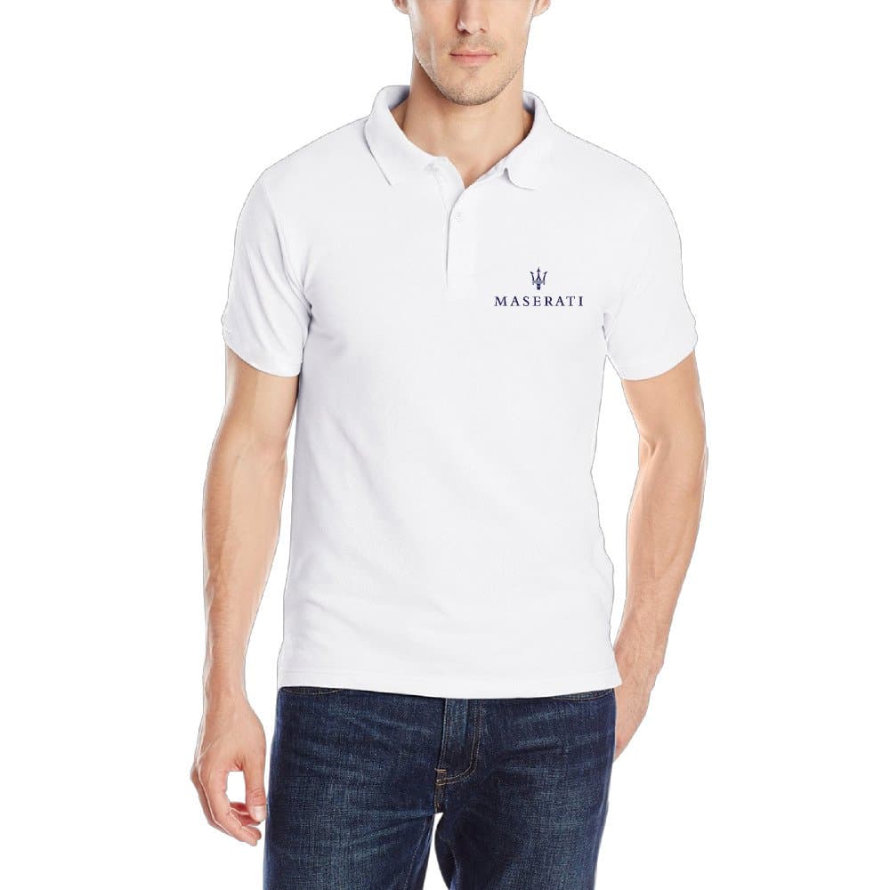 Megge Men's Maserati Comfortable Short Sleeve Uniforms Polo Shirt White Apparel