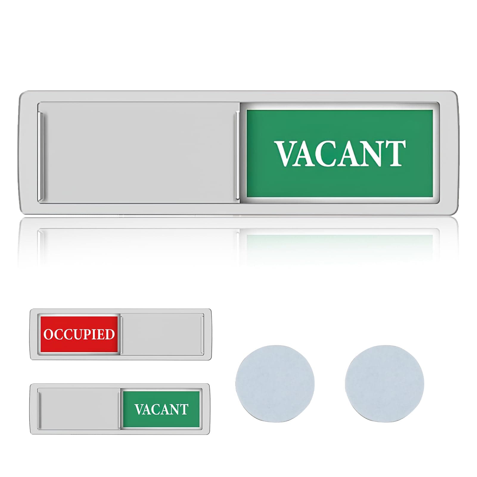 1PC Vacant/Occupied Sliding Door Sign| 2" x 7"Premium Dual Display Occupancy Indicator| Green/Red Edition Do Not Disturb Sign with Double Sided Stricker| Room Status Slider for Home Office Conference
