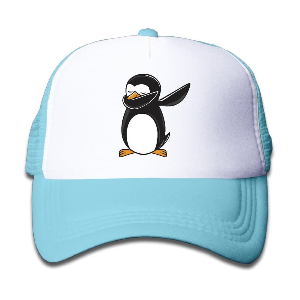 Hip Hop Dabbing Penguin Boys Girls Hats Snapback Mesh Cap Adjustable Baseball Caps Kids Trucker Hat SkyBlue