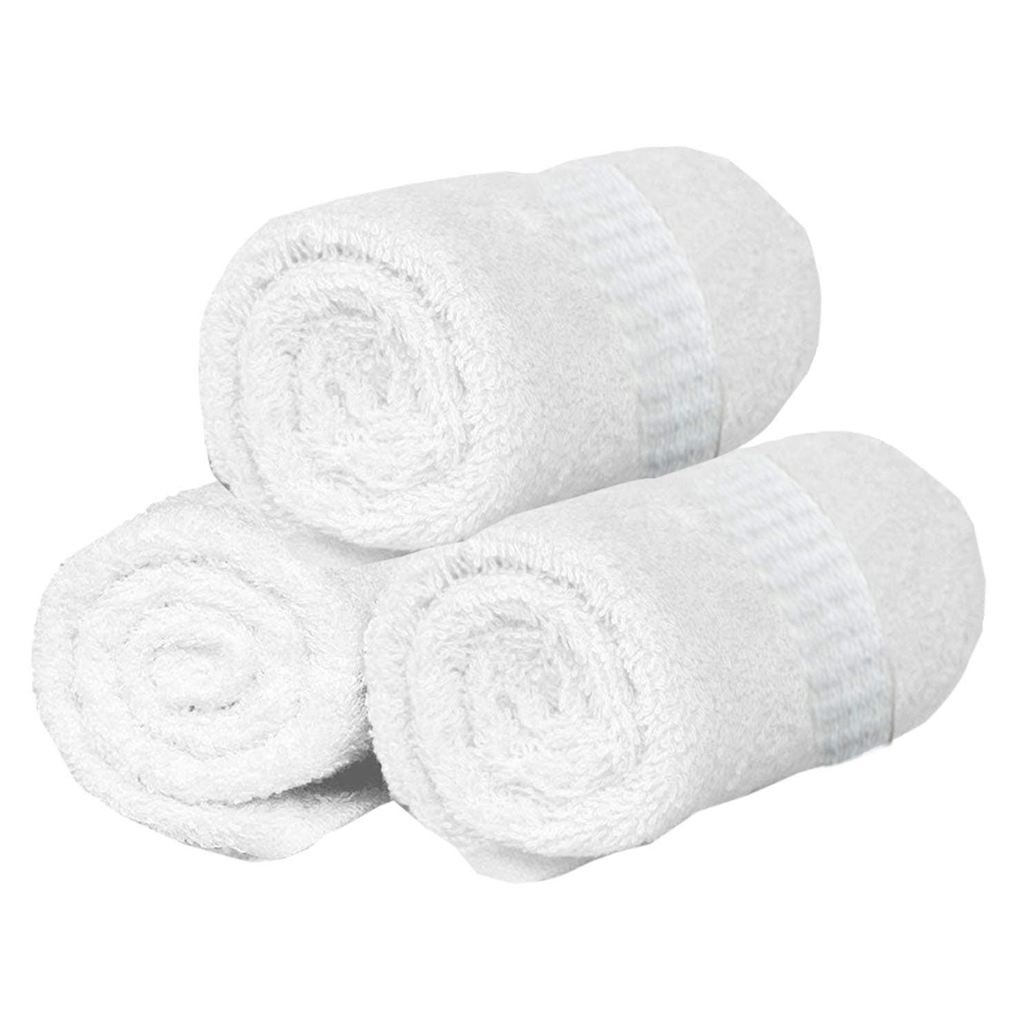 Kuber Industries Cotton Face Towel|Super Absorbent & Soft Material|Antibacterial Treatment, Pack of 3, White, 400 GSM