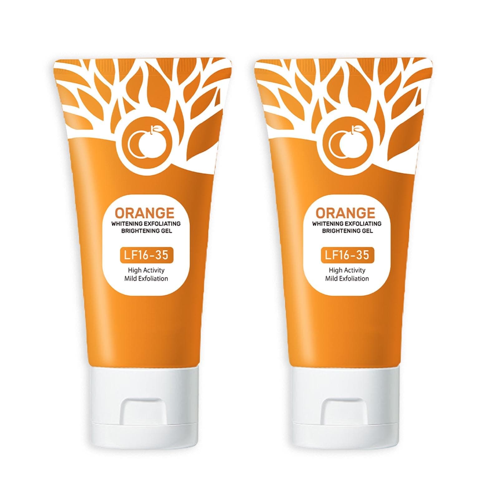 Orange Exfoliating Gel, Moisturizer Face Body Scrub Gel,Deep Cleansing Moisturizing Facial Exfoliator,Natural Orange Peeling Gel Face Scrub (2PCS)
