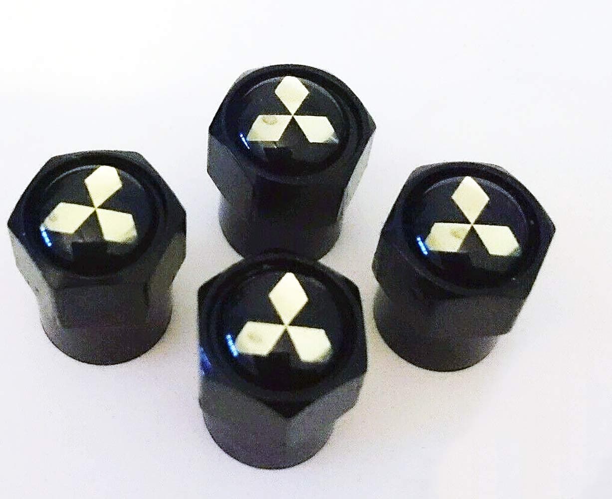 Black Wheel Valve Dust Caps. Lancer Evo Galant G-Wagon Fto Gto Vr-4 Pajero Outlander Phev Pinin 3000GT Carisma Colt Shogun Starion