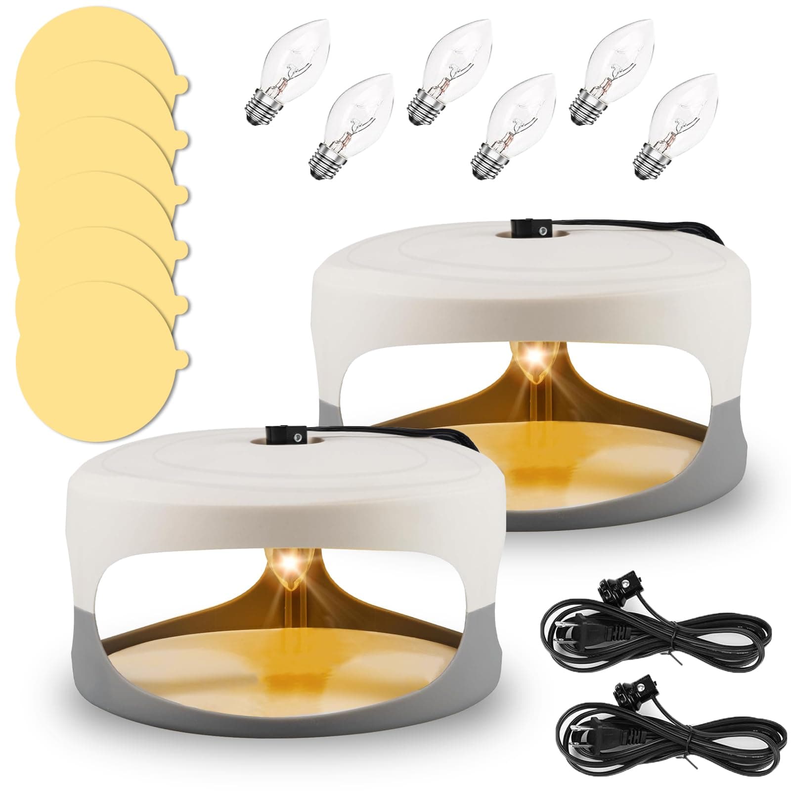 2Pack Flea Traps for Inside Your Home with 6 Sticky Disc & 6 Bulbs & 2 Electric Wires, Flea Killer Indoor Bed Bug Trap Pest Control, Friendly to Pets & Kids