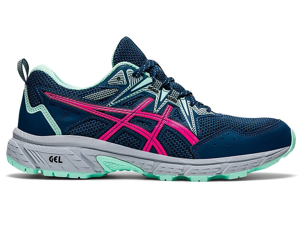 Women's Gel-Venture 8 Running Shoes, 12, MAKO Blue/Pink GLO