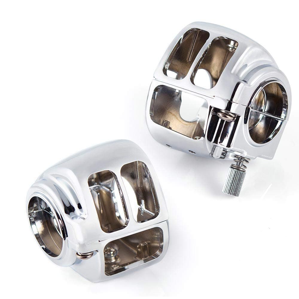 KiWAV Handlebar Switch Housing Compatible for 2007 up Harley Davidson Dyna, Sportster, Touring Chrome
