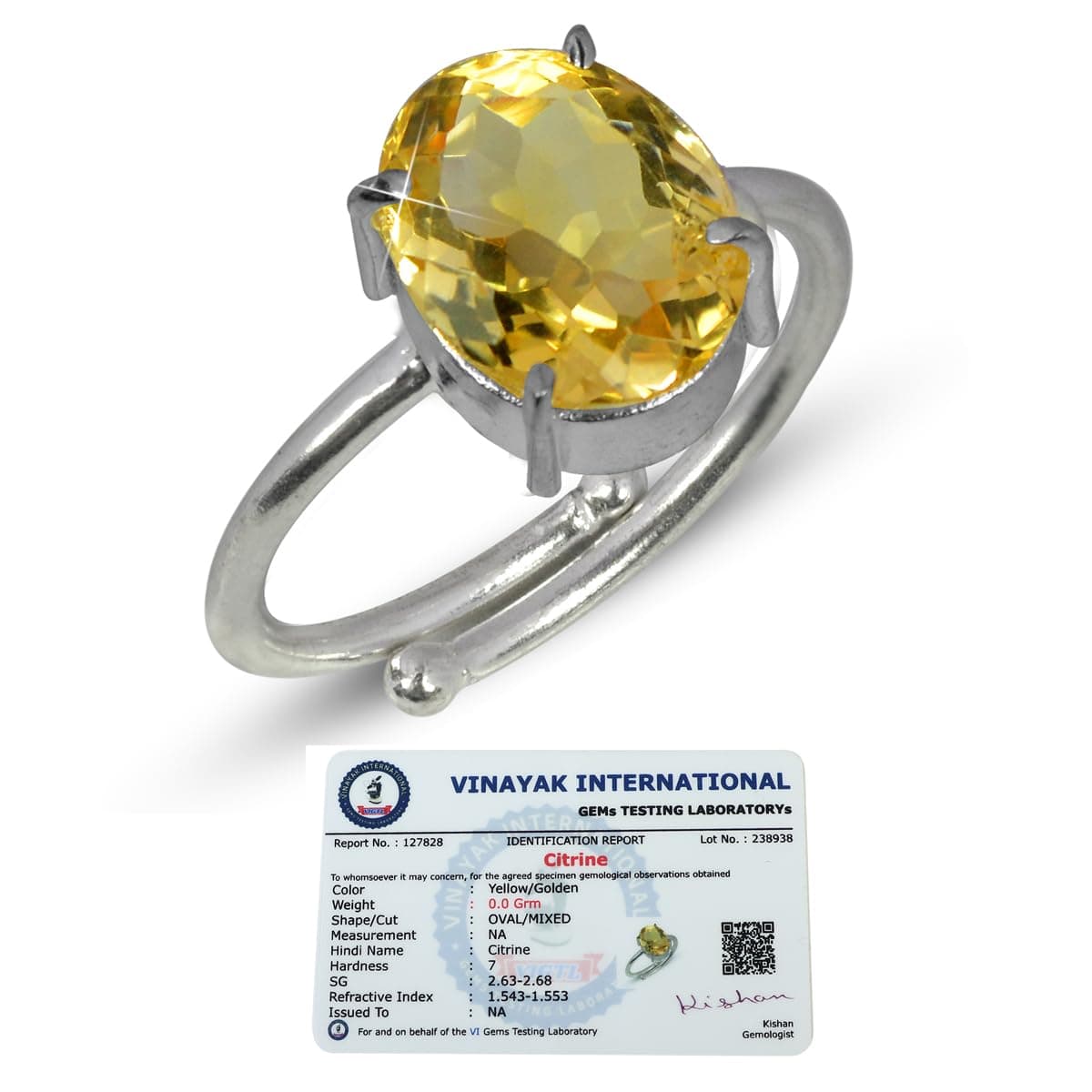 Natural Citrine Oval Solitaire Ring / Yellow Citrine Gemstone Ring | Adjustable for Birthday, Anniversary