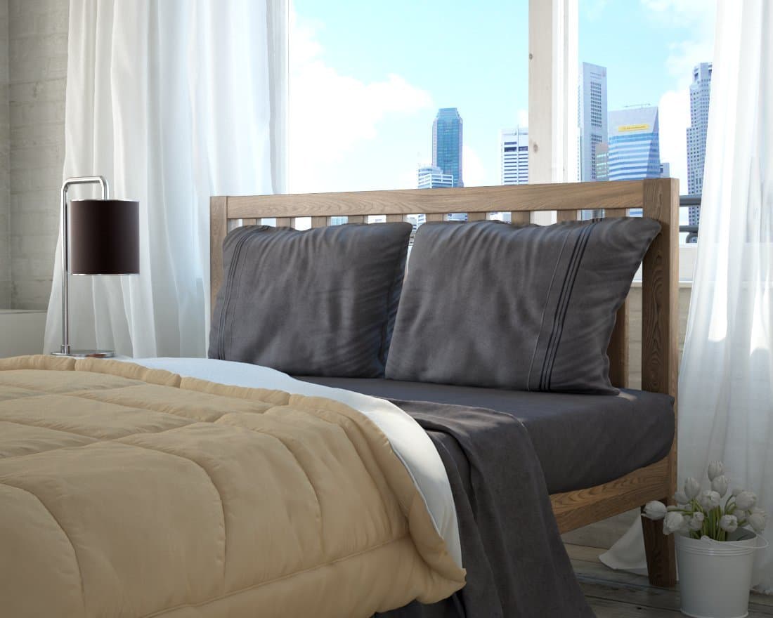 Setaluna Premier Soft & Silky 100% Satina Bed Sheet Set, RV-Short Queen, Gray