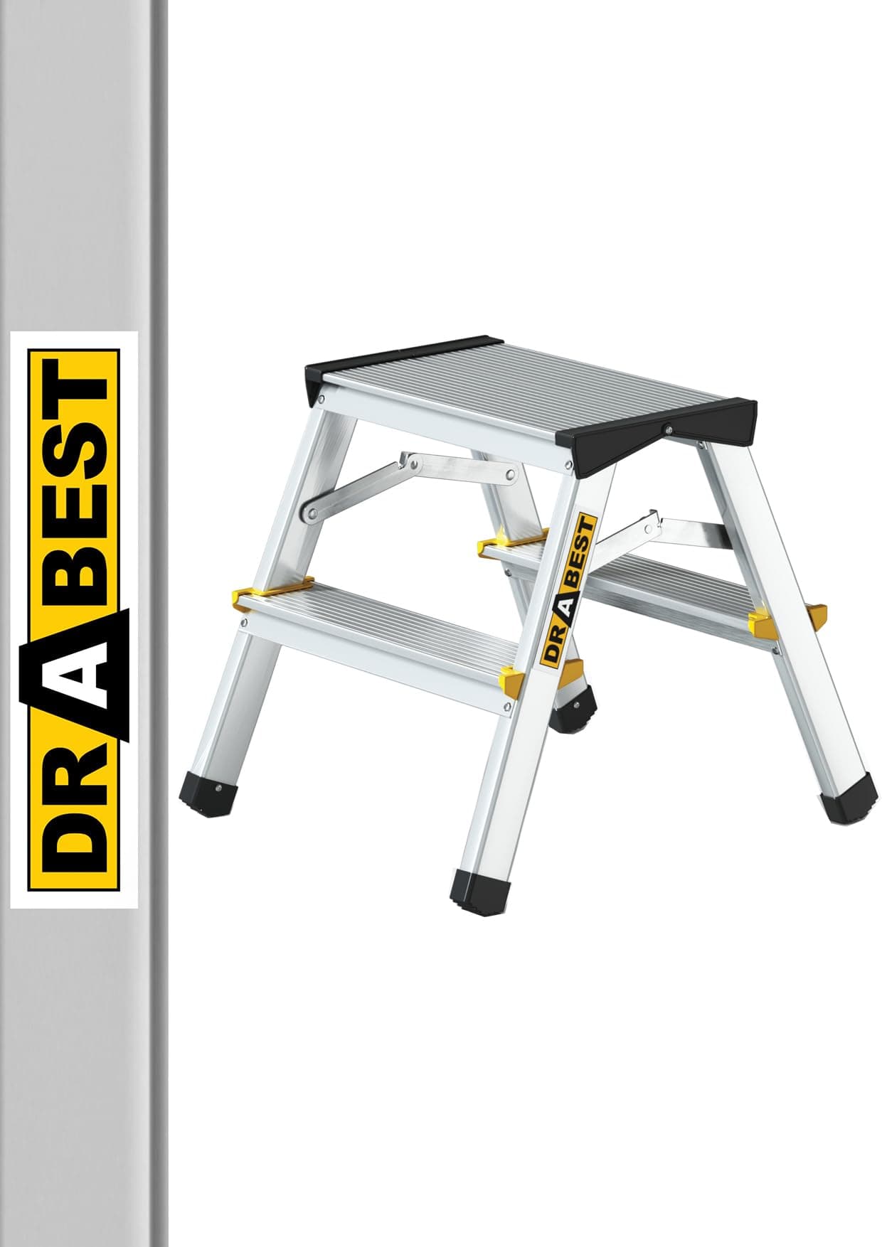 DrabestHousehold Aluminum Ladder Double Sided 2 Stage Lifting Capacity 150 kg