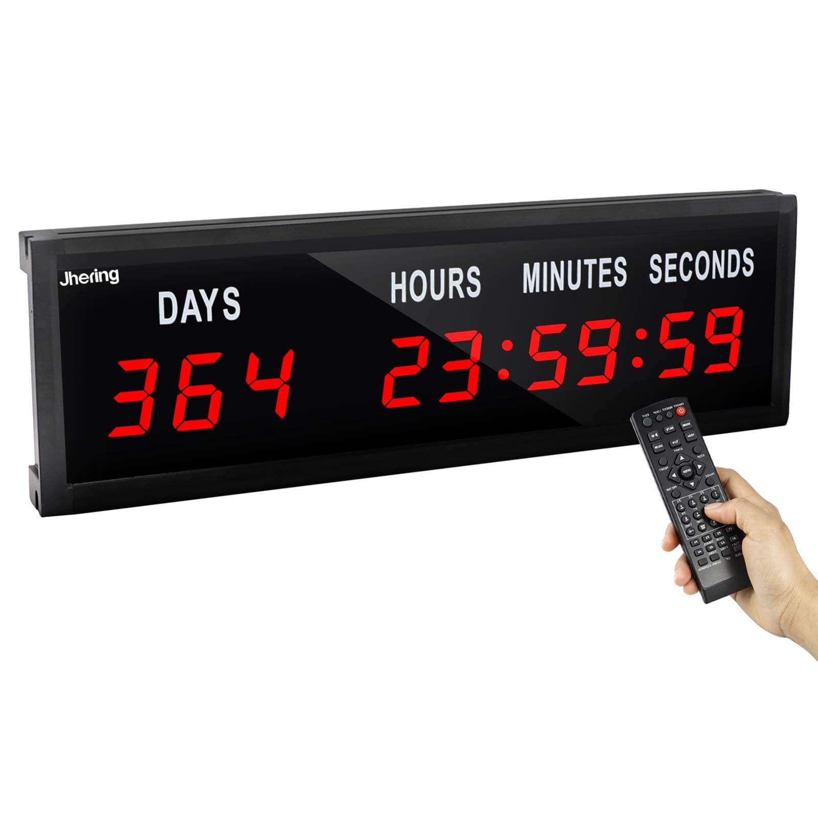 LED Countdown Clock with Remote, Days Hours Minutes and Seconds, Digital Wall Clock 1.8" 9 Digits(Red)