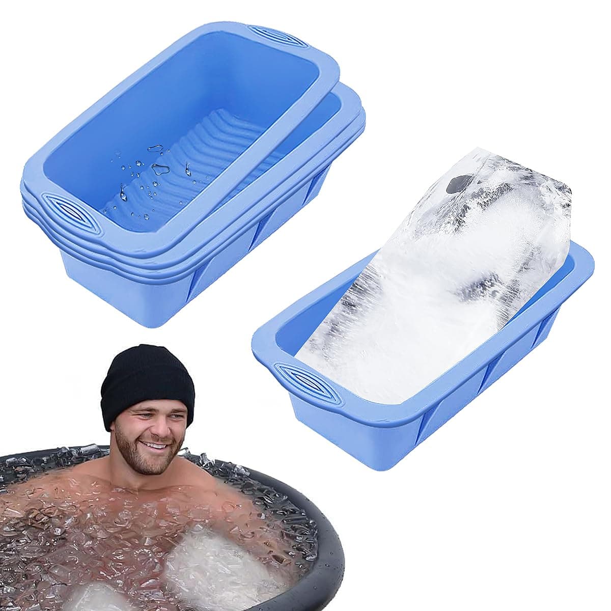 5 PCS Large Ice Cube Tray,Large Ice Cube Moulds for Ice Bath, Easy Release Reusable Giant Trays Making 4.5 lbs Ice Cubes for Ice Bath Cold Plunge Tub or Coolers