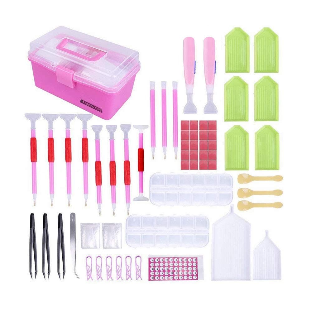 Led Diamond Painting Pen Cross Stitch Tool Set 117 Pieces 5d Diamond Art Tools Diamond Embroidery Storage Box Kit for DIY Art Craft