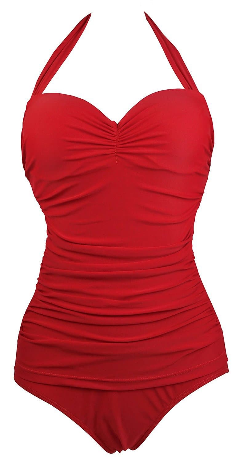 50s Elegant Inspired Retro Vintage One Piece Pin Up Monokinis Swimsuit(FBA)