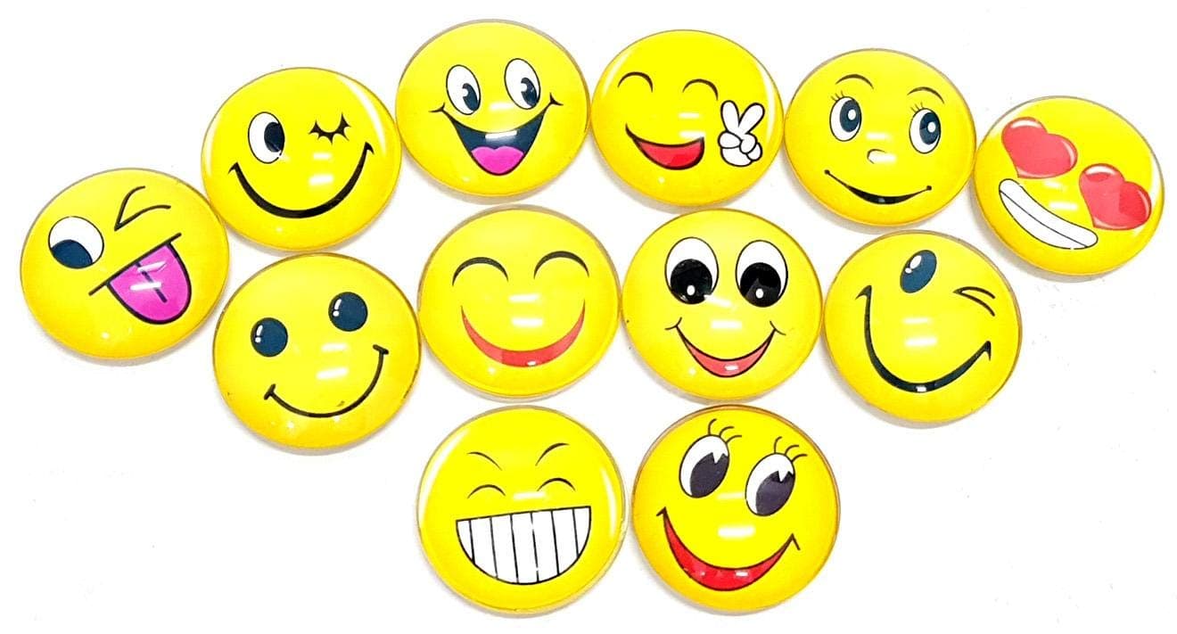 ARTCEmoji Dome Round shape Smile Face Expressions Fridge Magnet 12 piece