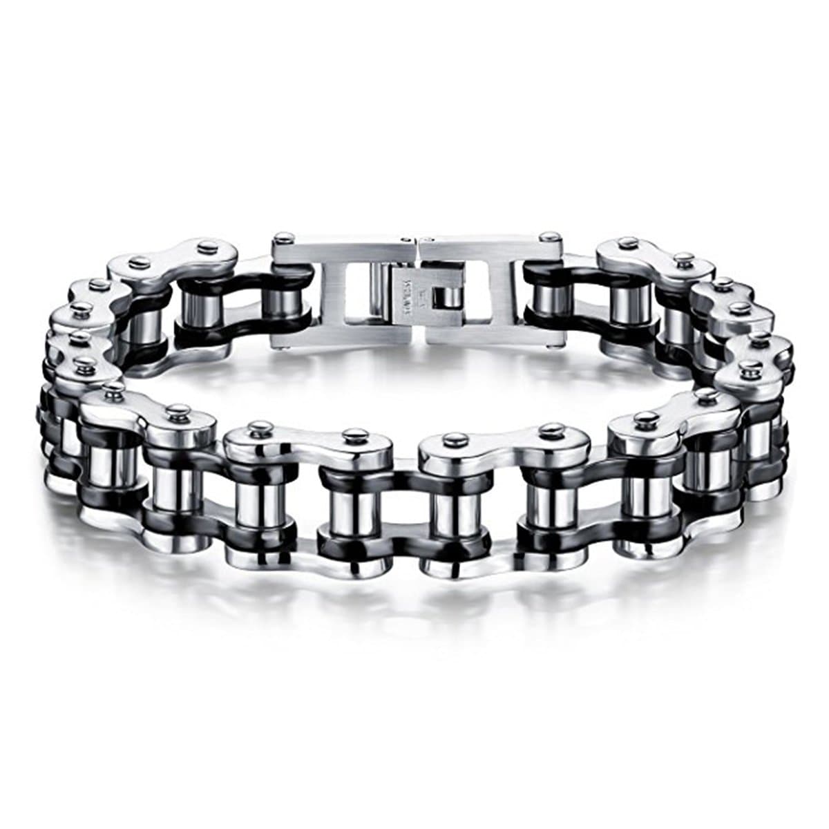 Mens Bikers Bracelet Stainless Steel Motorcycle Bike Chain Bracelets 8.4 Inch