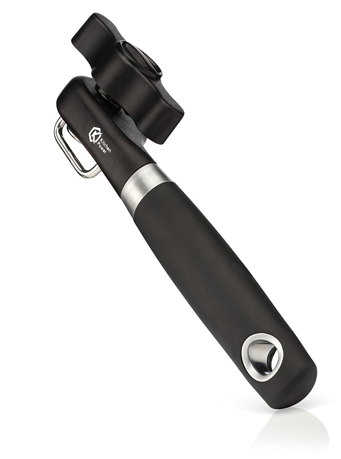 Manual Food Safe Stainless Steel Can Opener with Ergonomic Non Slip Handle Sharp Cutting Wheel for Smooth Edges-Portable Lid Lifter