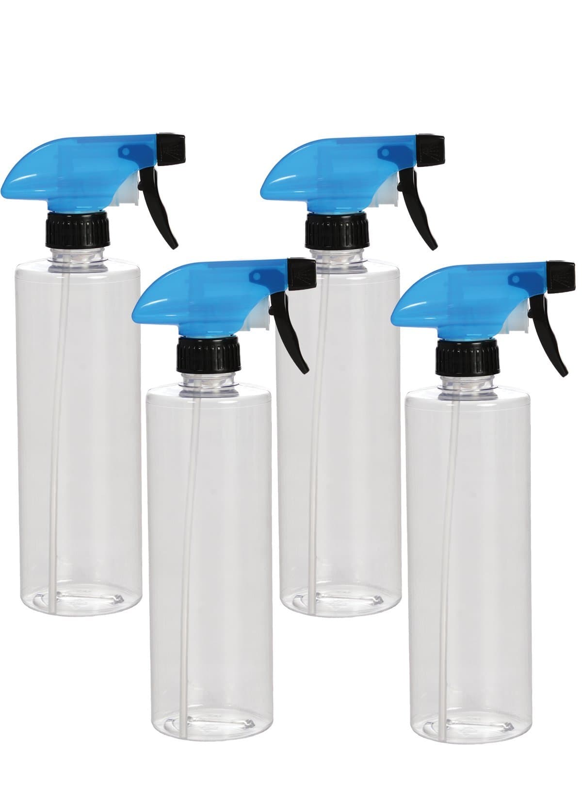 Chemical Resistant Heavy Duty Clear 16oz Spray Bottle (4pack) - Blue Adjustable Nozzle