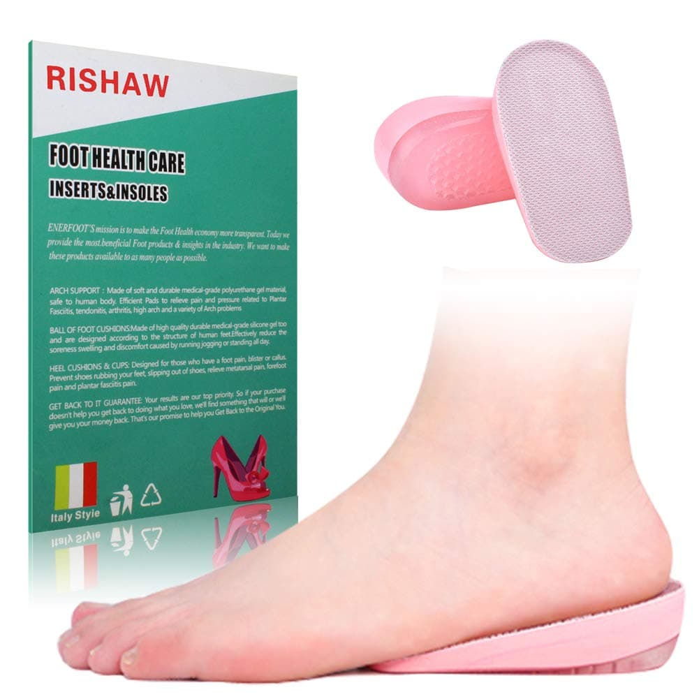 Height Increase Insoles, Heel Cushion Inserts, Heel Lift Inserts for Leg Length Discrepancies for Women (Pink 0.6IN)