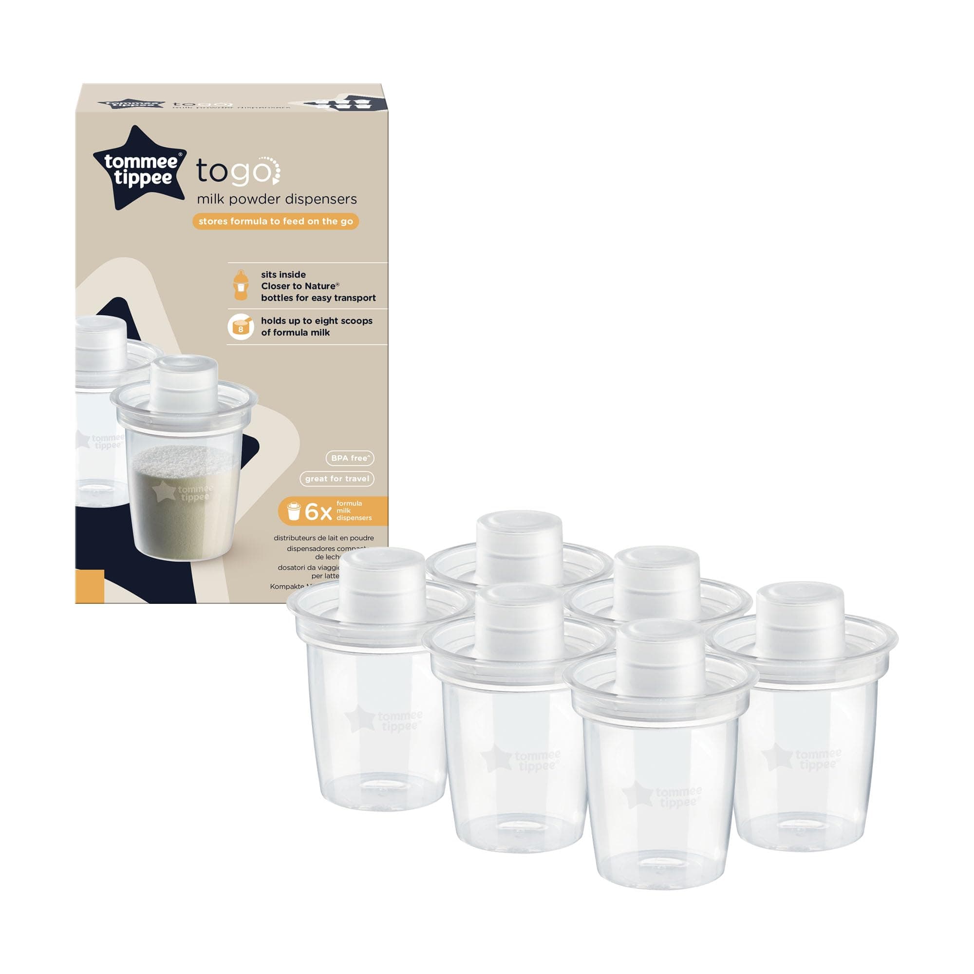 Tommee Tippee Closer to Nature Milk Powder Dispensers x 6