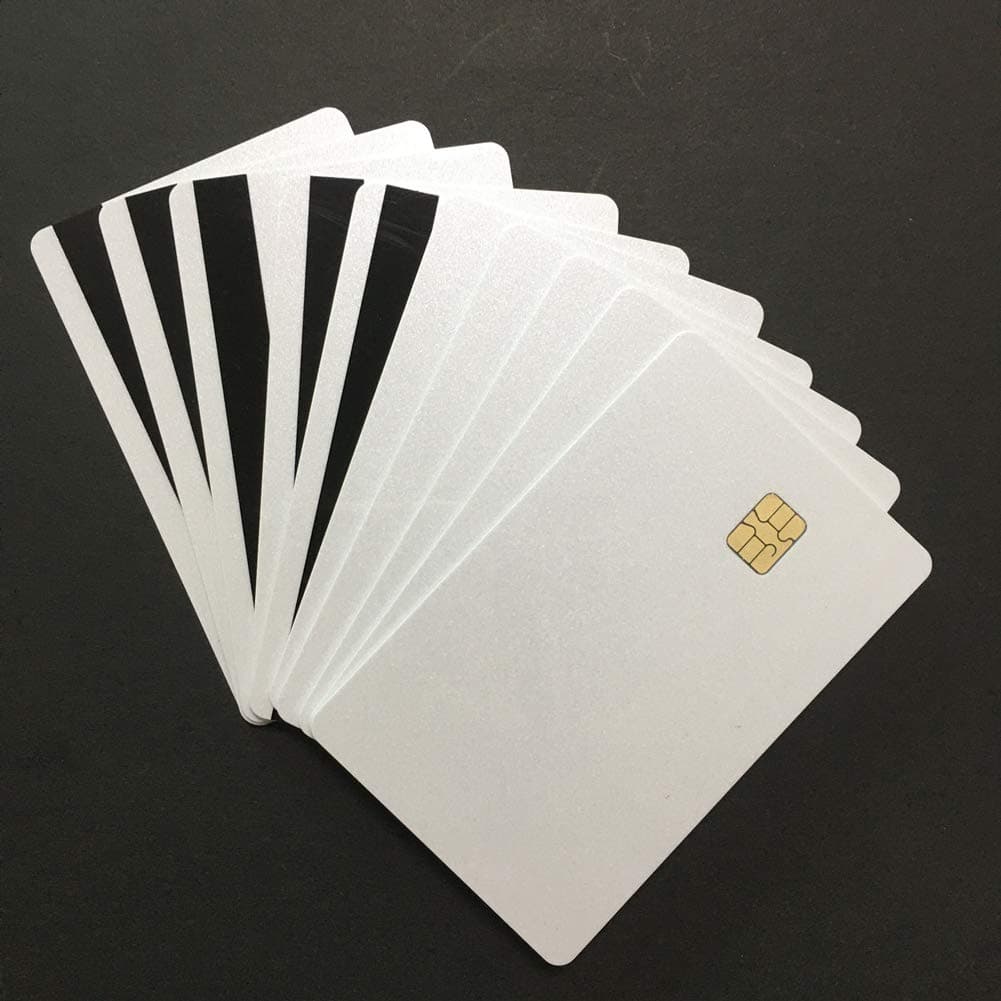 SLE4442 Chip Pearl White Cards with Hi-Co Magnetic Stripe PVC Blank Card (SLE4442 with 2Track Magstripe Card -50pcs)