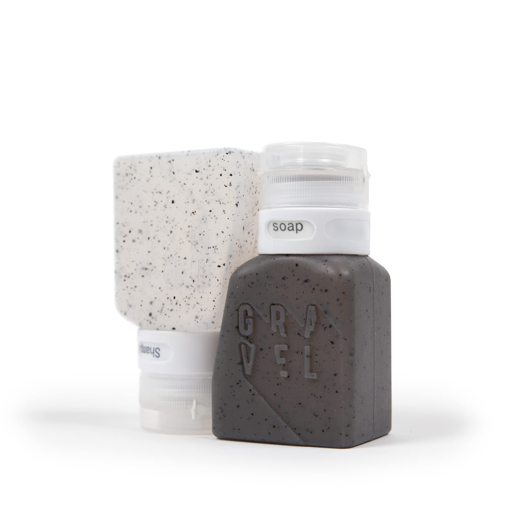 Soft 3oz Silicone Travel Liquid Bottles Leak Proof (Two Pack) TSA Approved, Clear and Frosted Gray